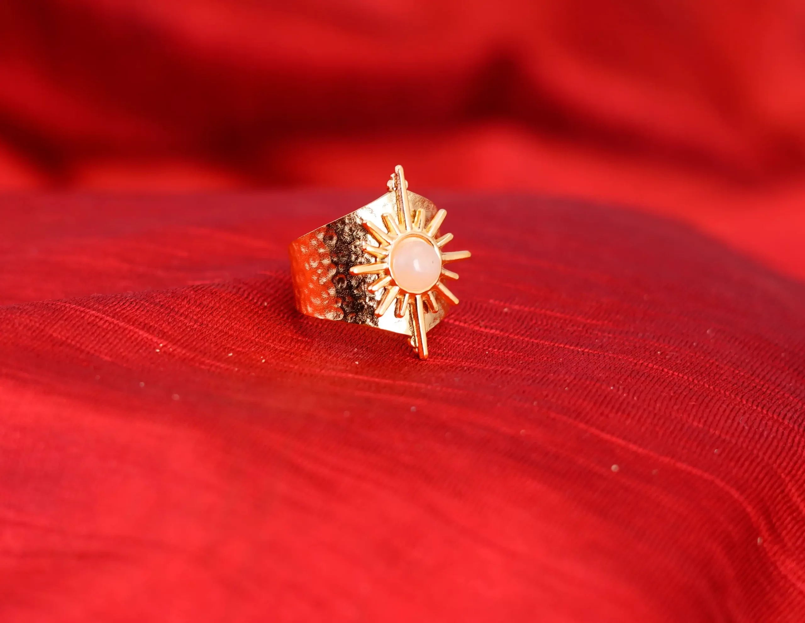 Geometric Natural White Stone Ring