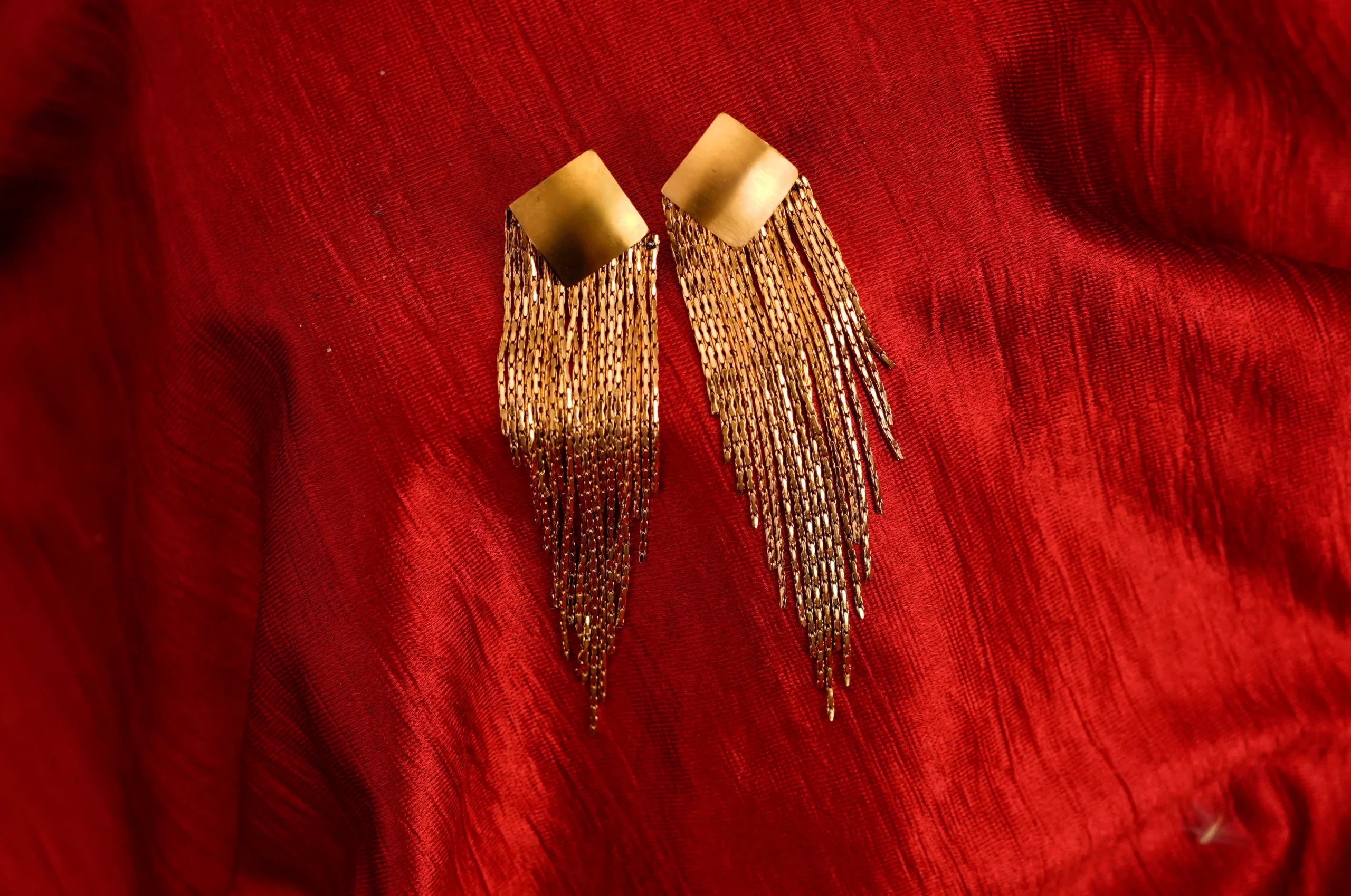 Quadilateral Tassel Earrings