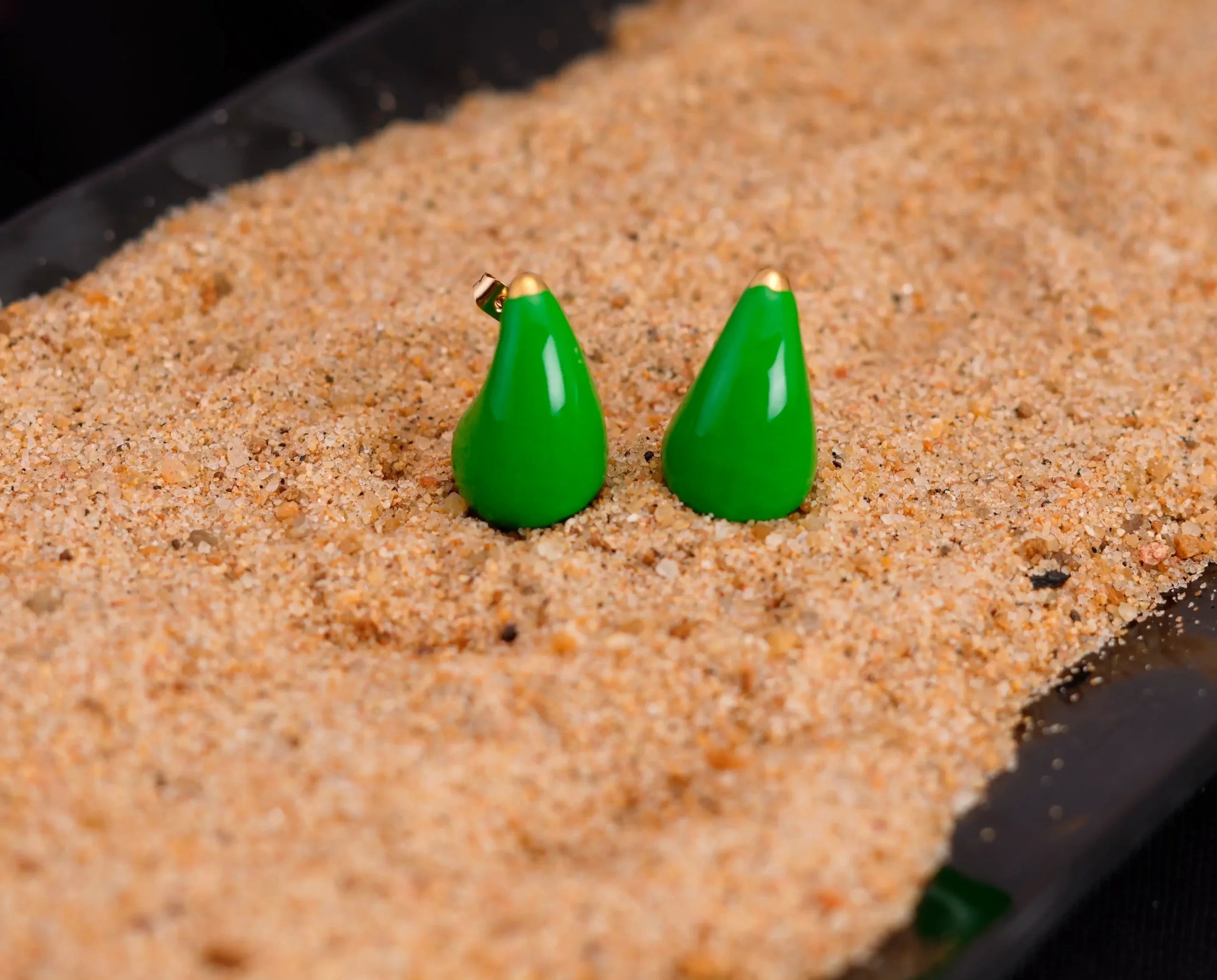 Green Droplet Earrings
