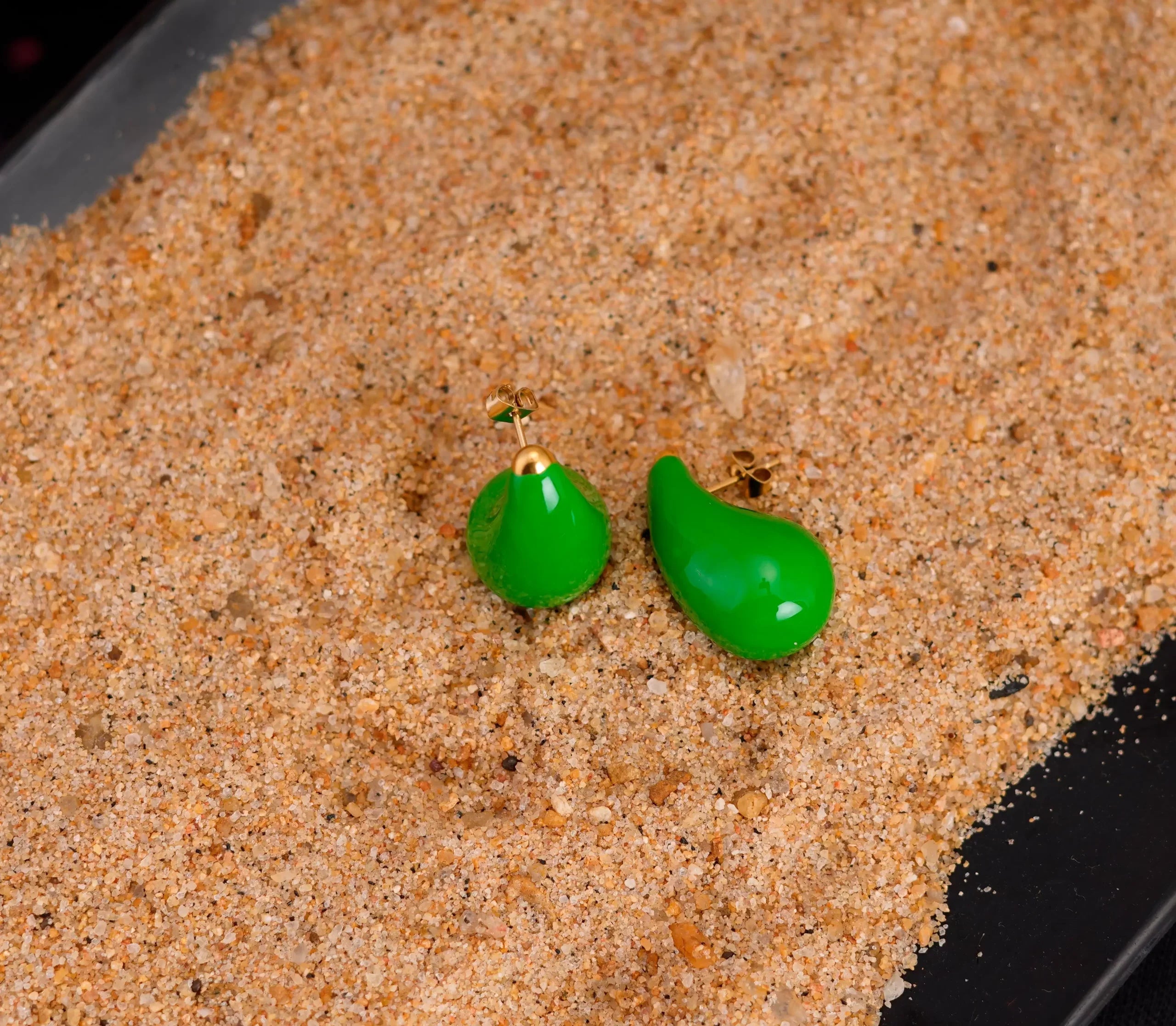 Green Droplet Earrings