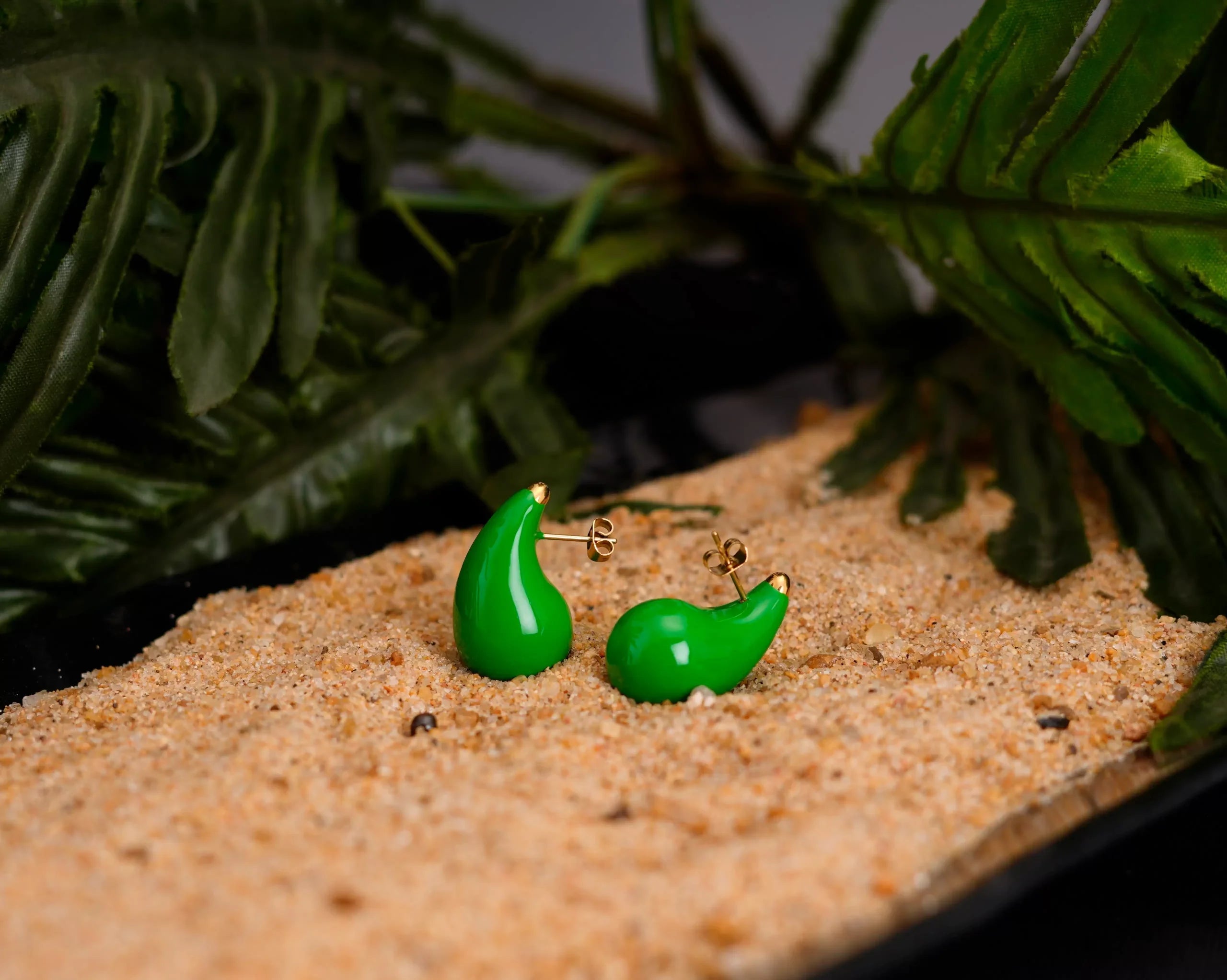 Green Droplet Earrings