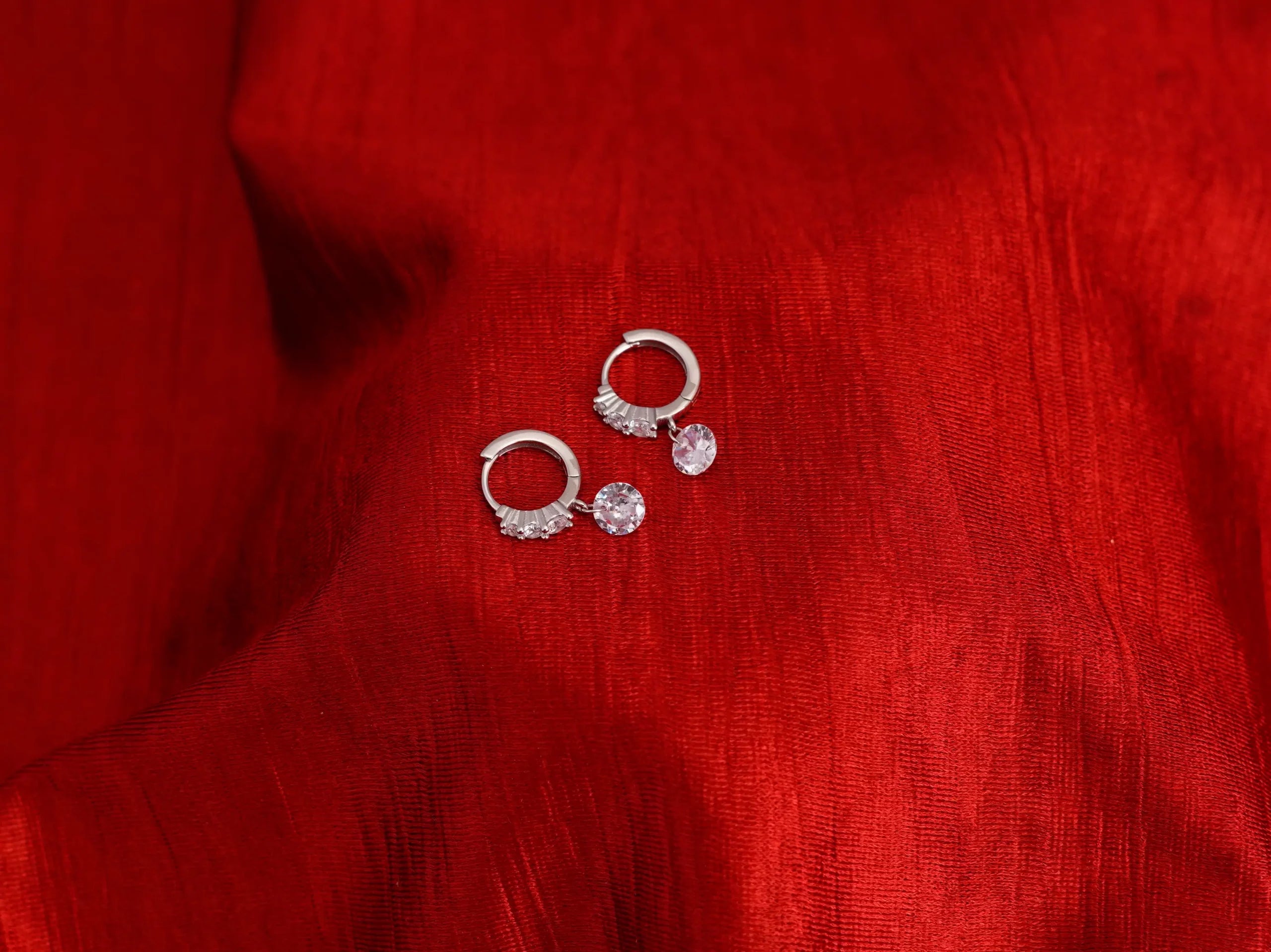 White Gold American Diamond Earrings