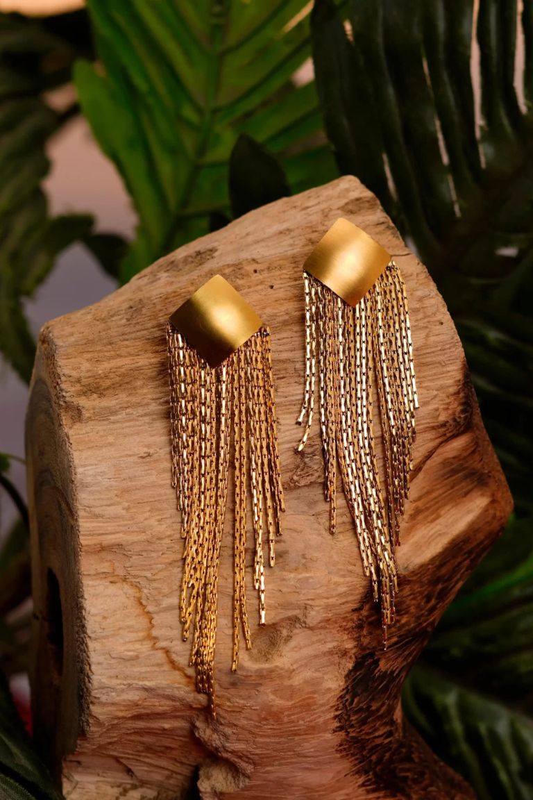 Quadilateral Tassel Earrings