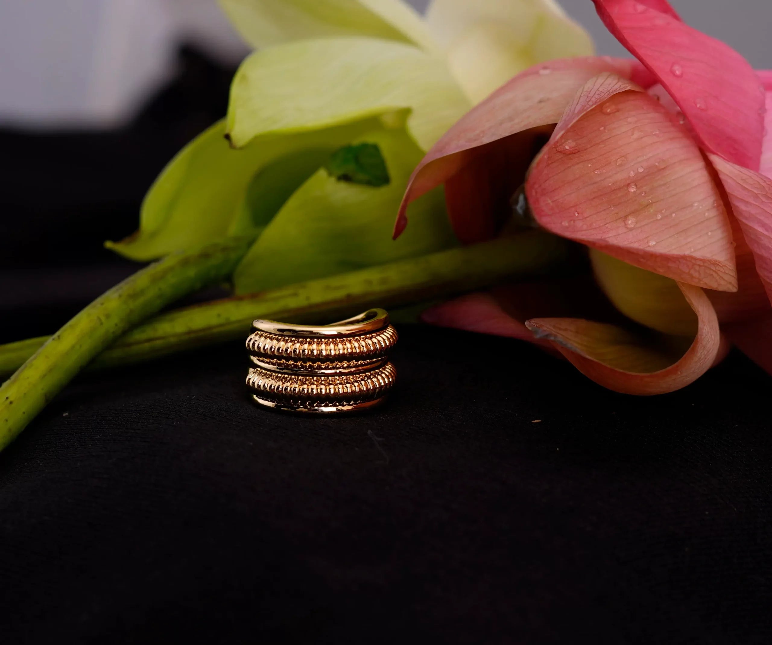 Antique Gold Geometric Open Ring