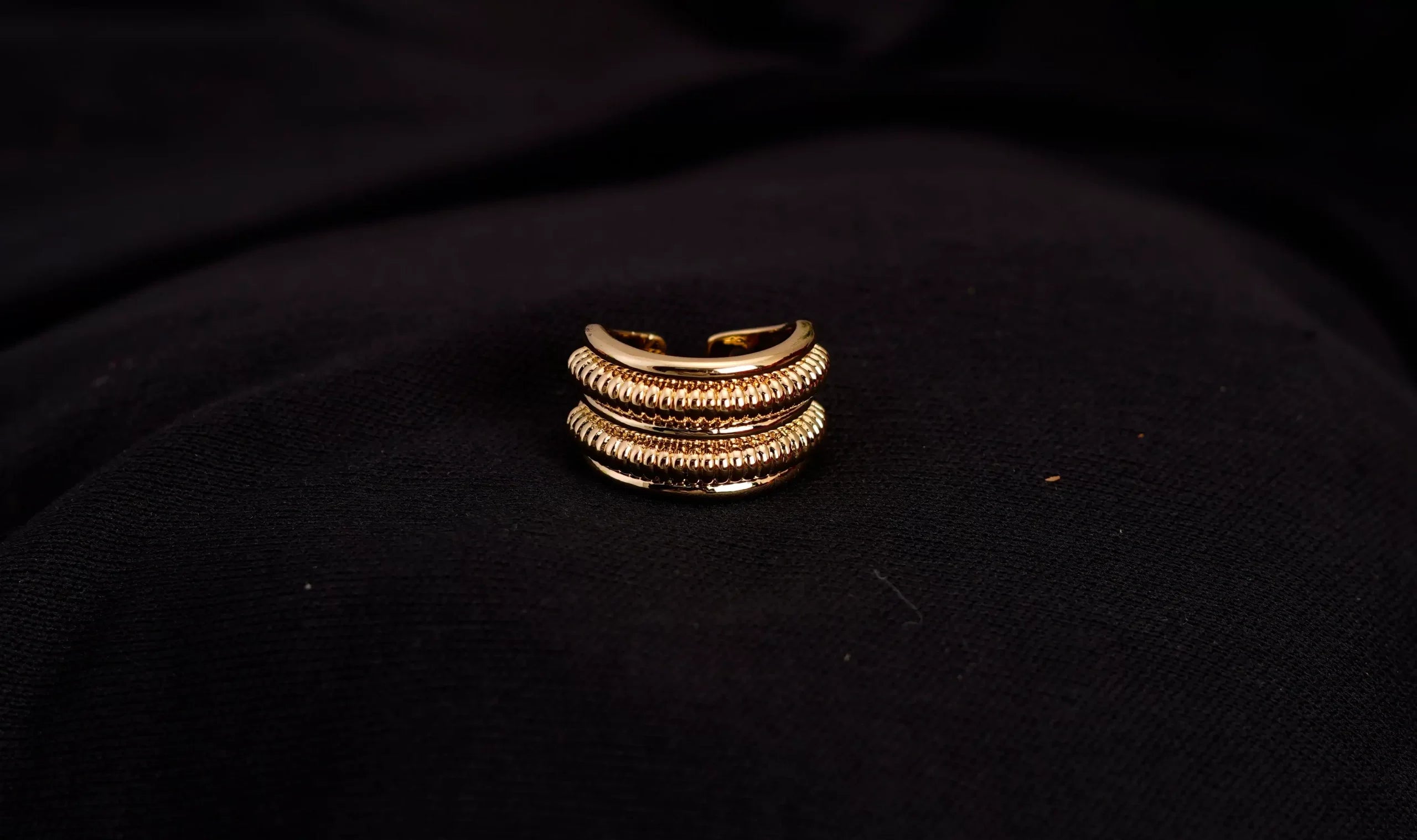 Antique Gold Geometric Open Ring