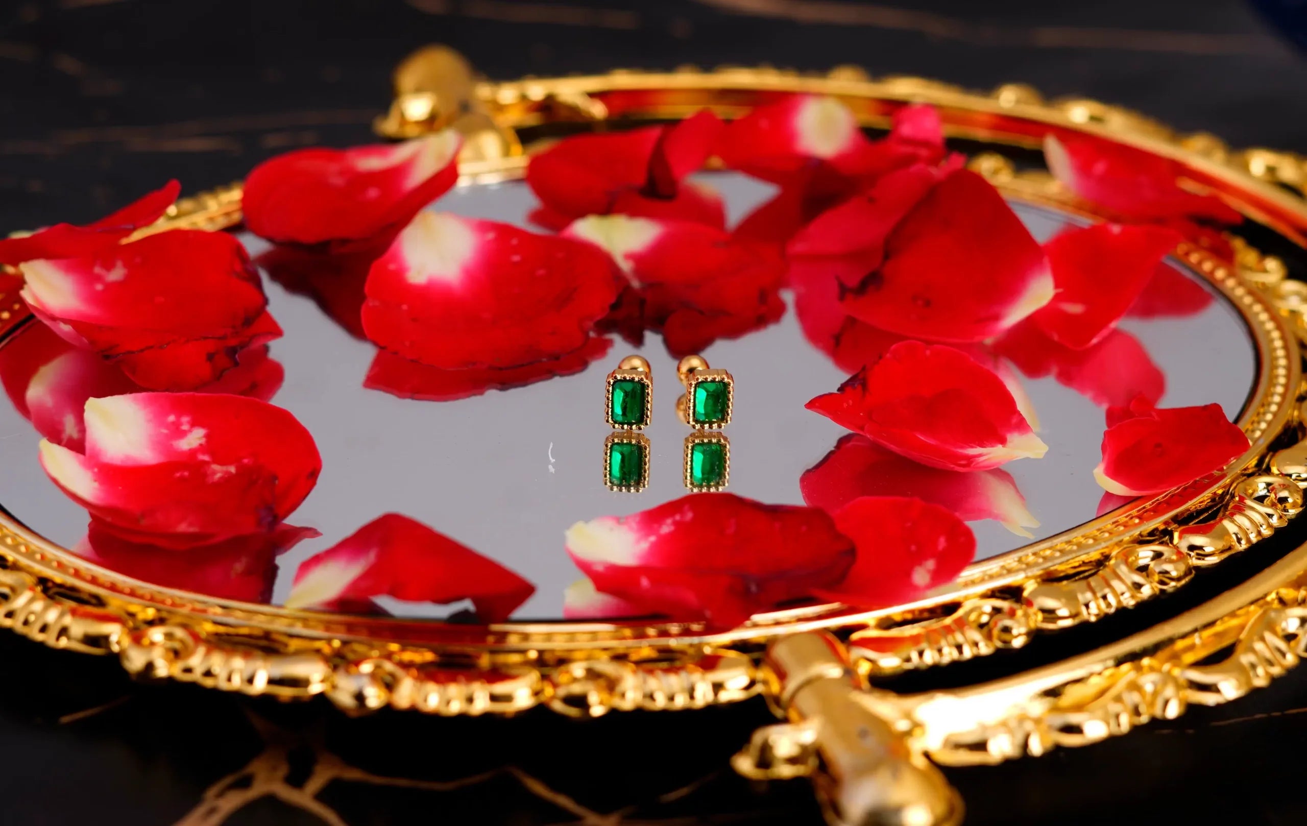 Emerald Square Stud Earrings