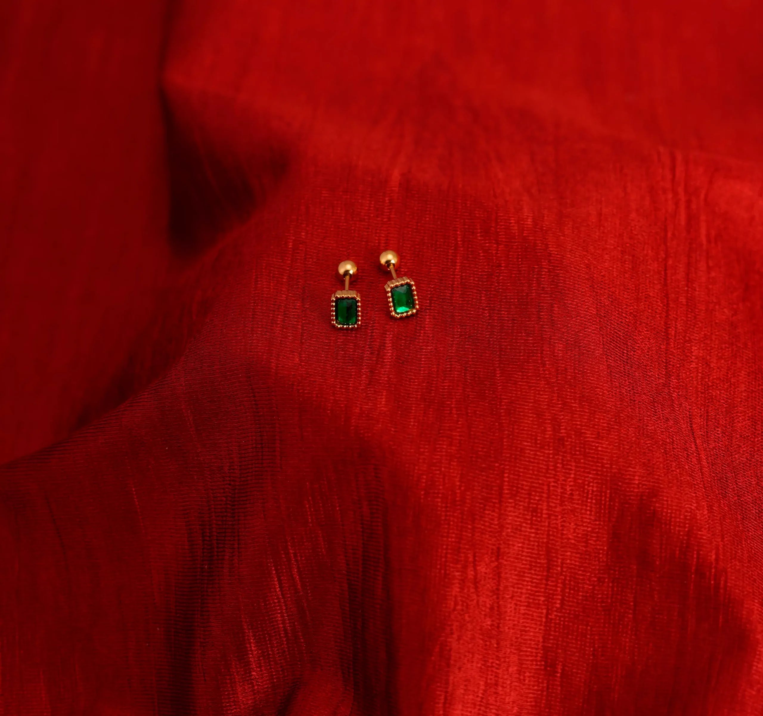 Emerald Square Stud Earrings