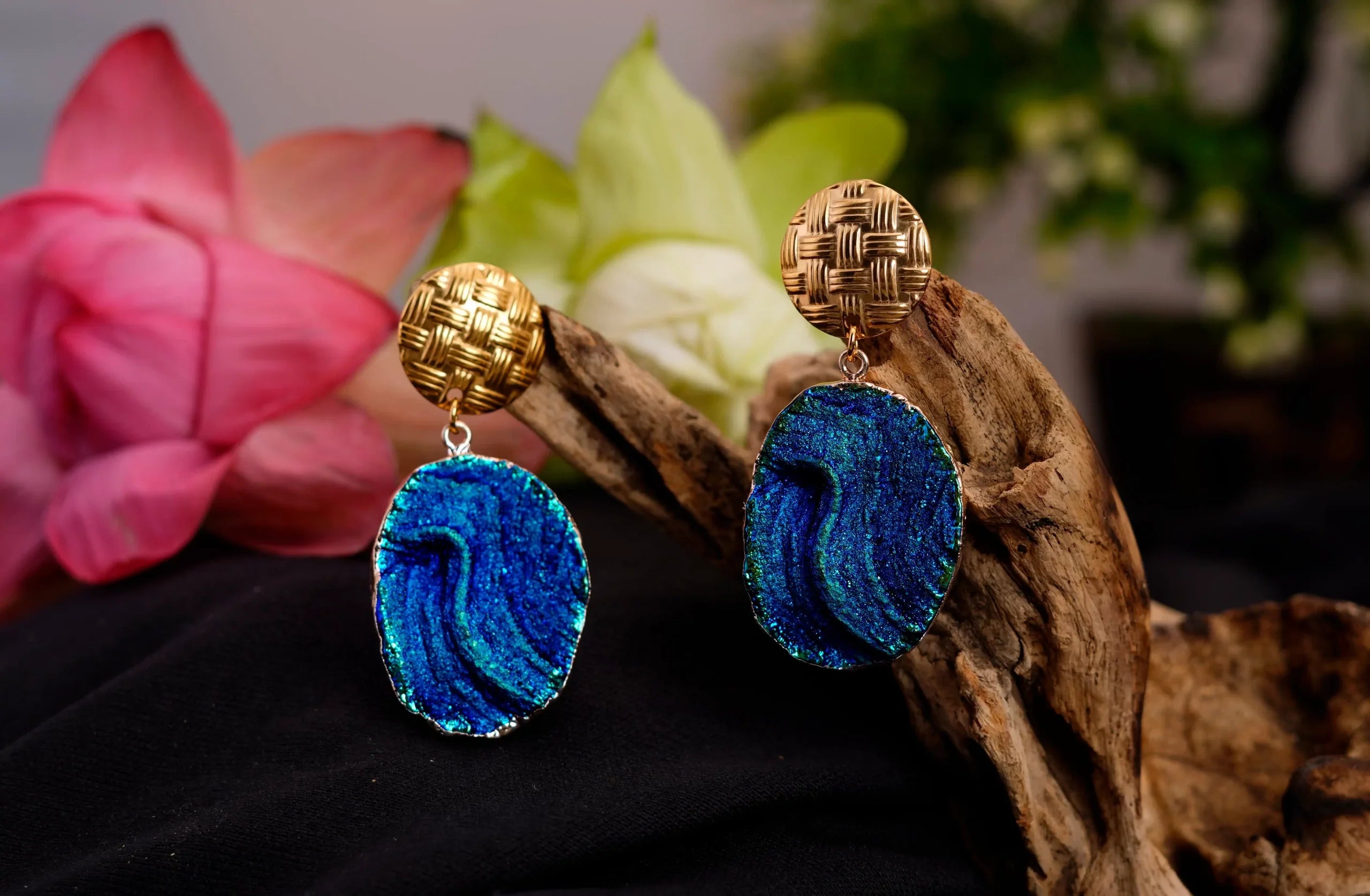 Blue Lava Geometric Earrings