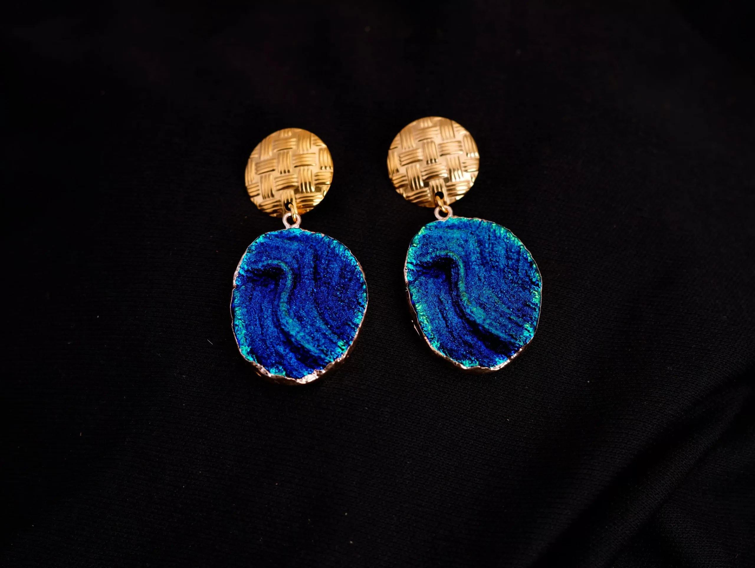 Blue Lava Geometric Earrings
