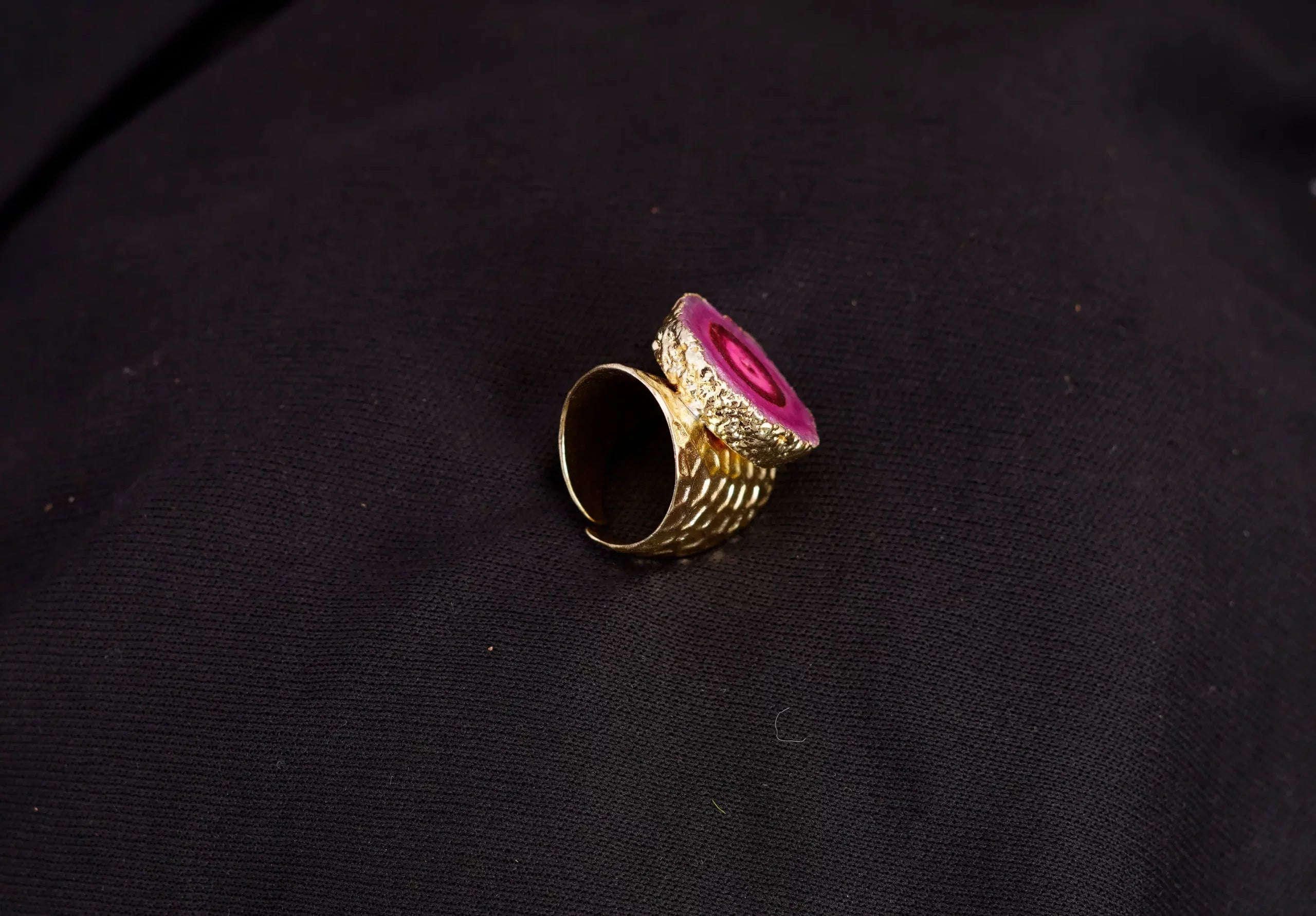 Broad Crystal Open Ring (PINK)