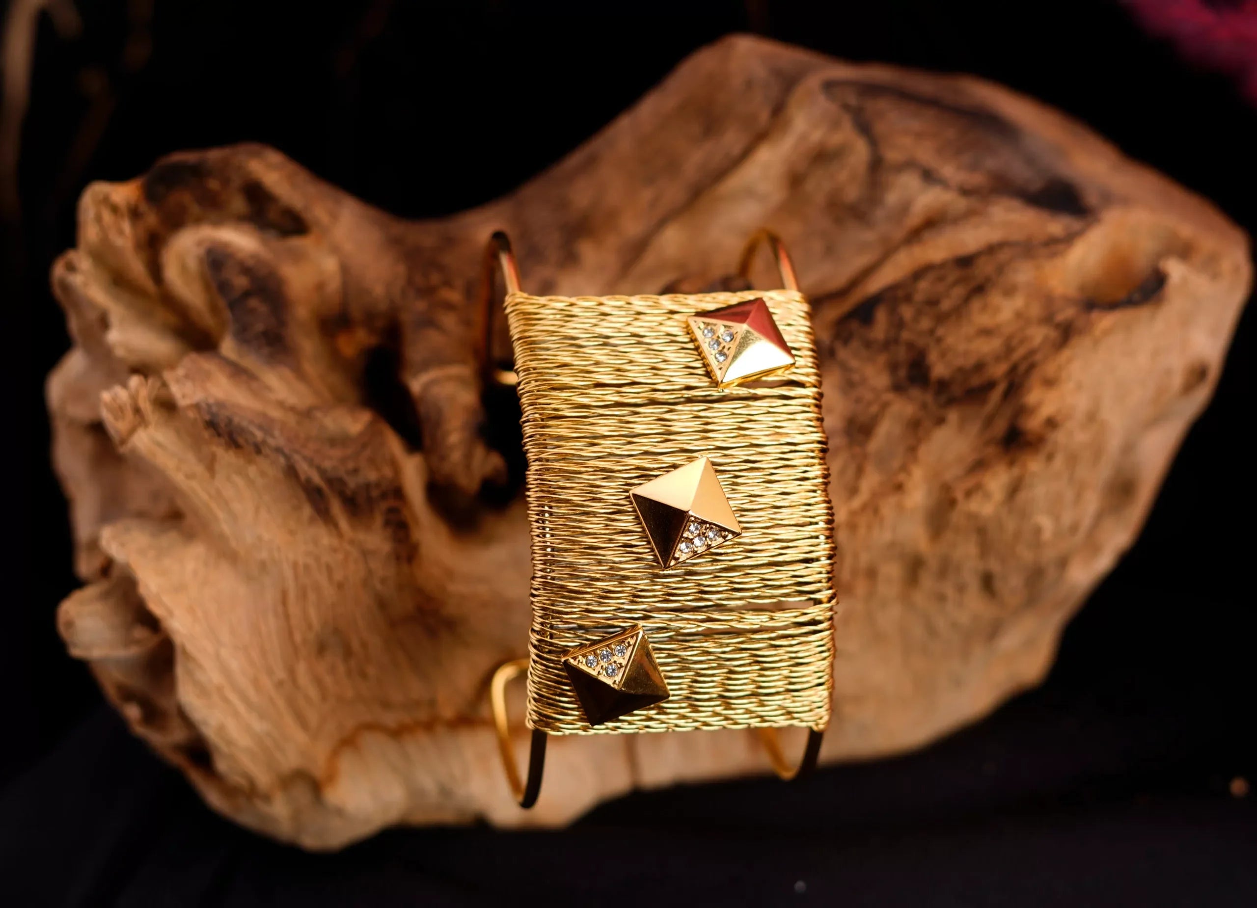 Wired Broad Stone Studed Bracelet