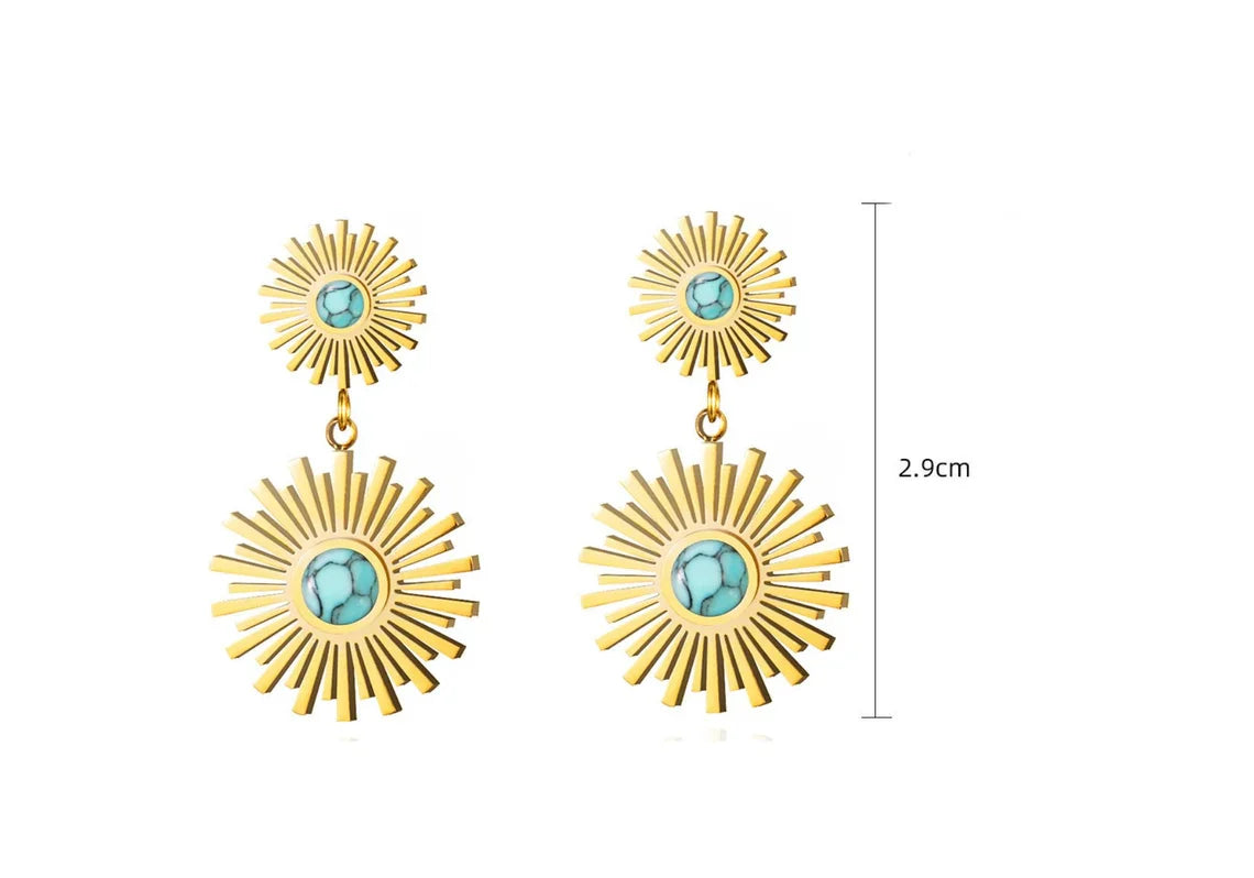 Dazzling Sunburst Turquoise Earrings