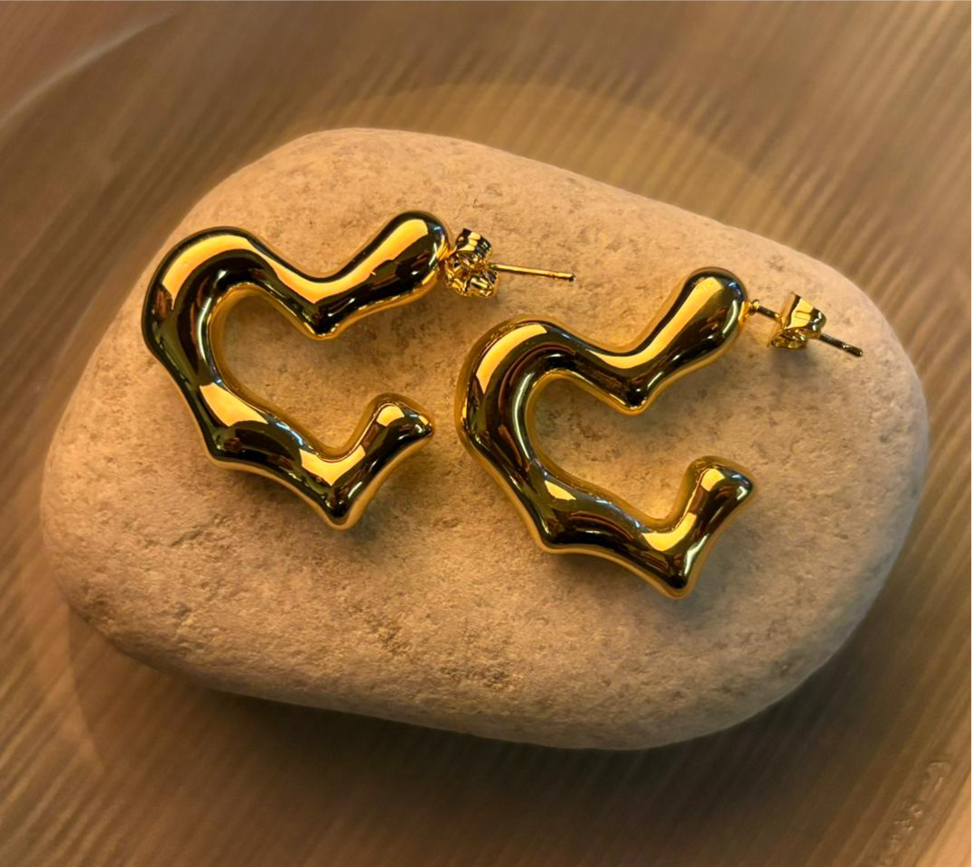 Golden heart earrings