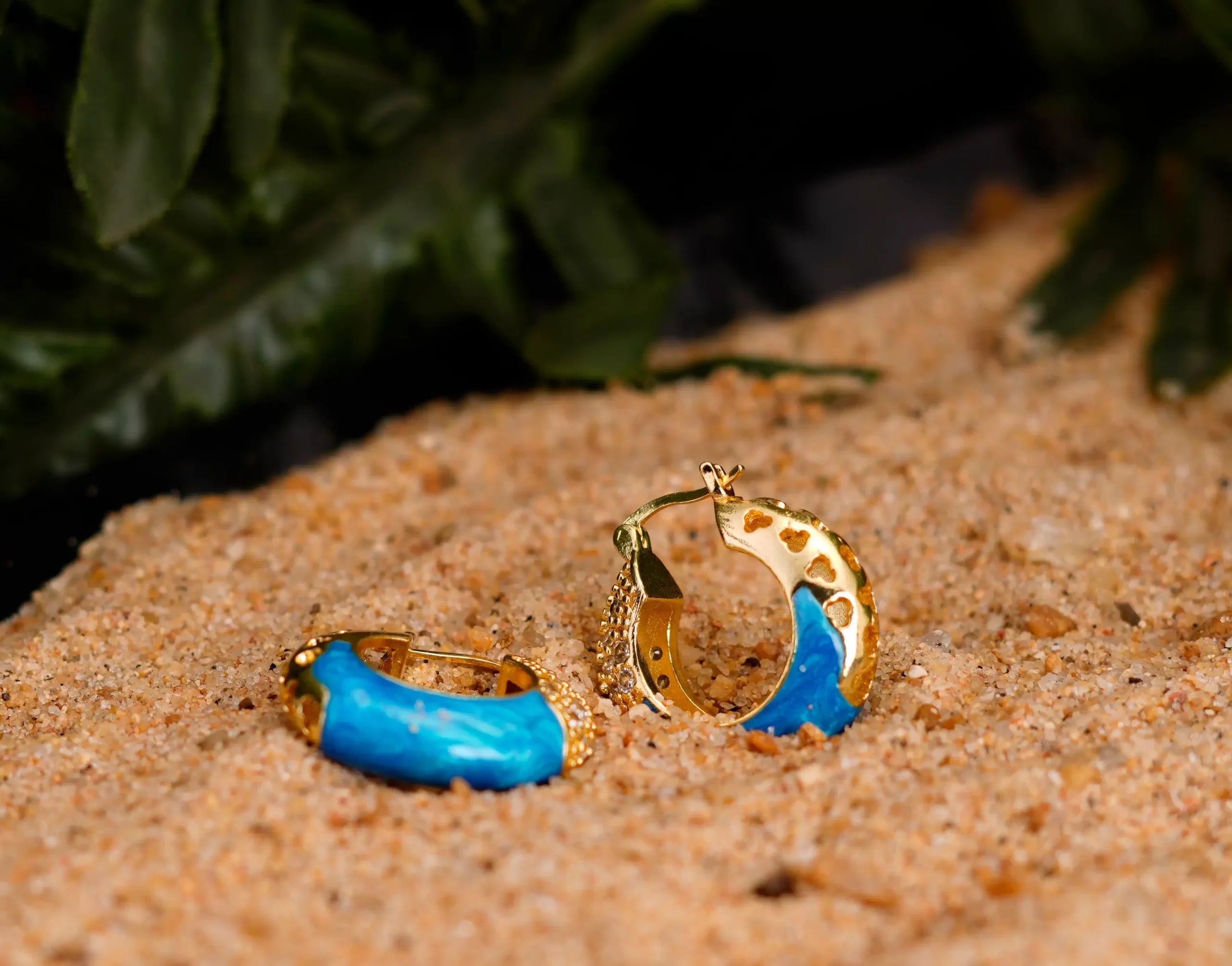 Classic Marbled Hoop Earrings (BLUE)