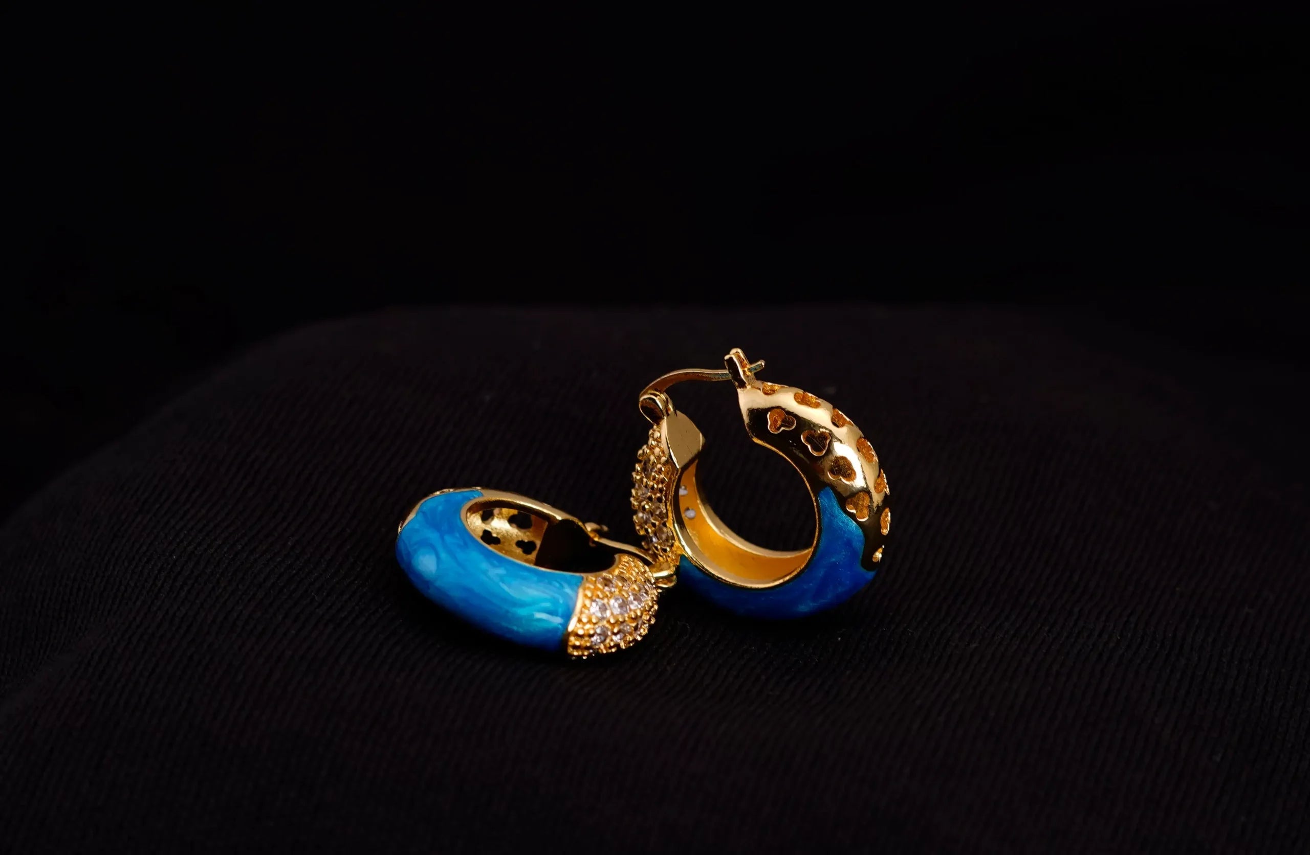 Classic Marbled Hoop Earrings (BLUE)