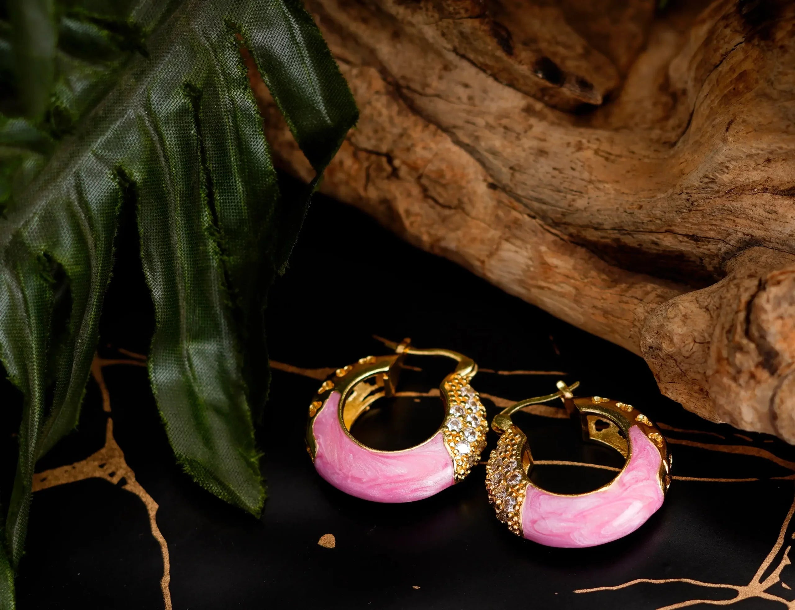 Classic Marbled Hoop Earrings (PINK)