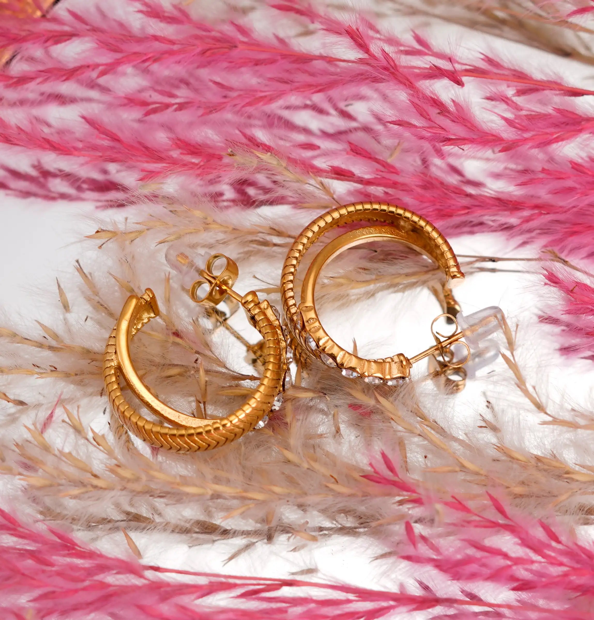 Herringbone cross-stiched earrings