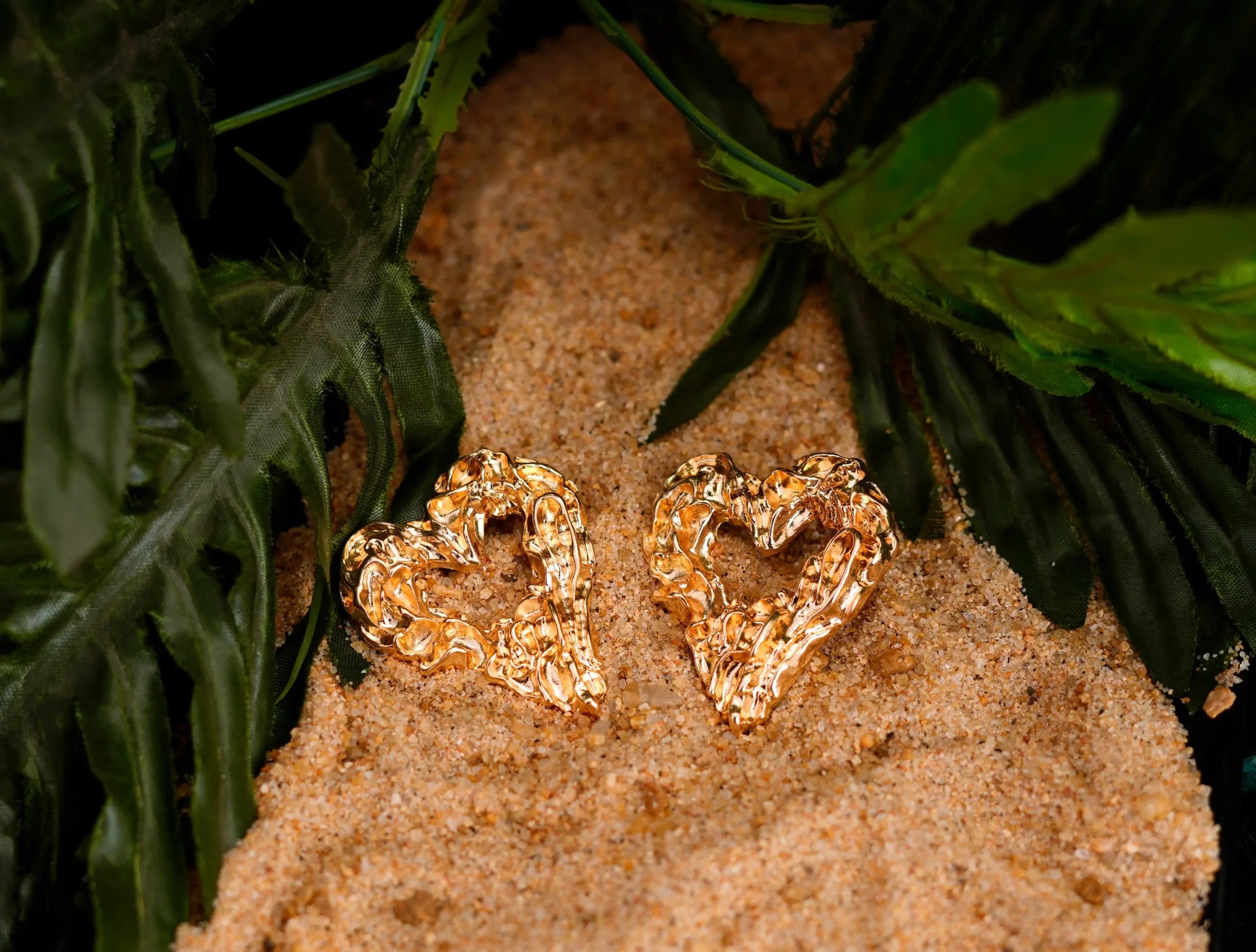 Folded Hollow Heart Earrings