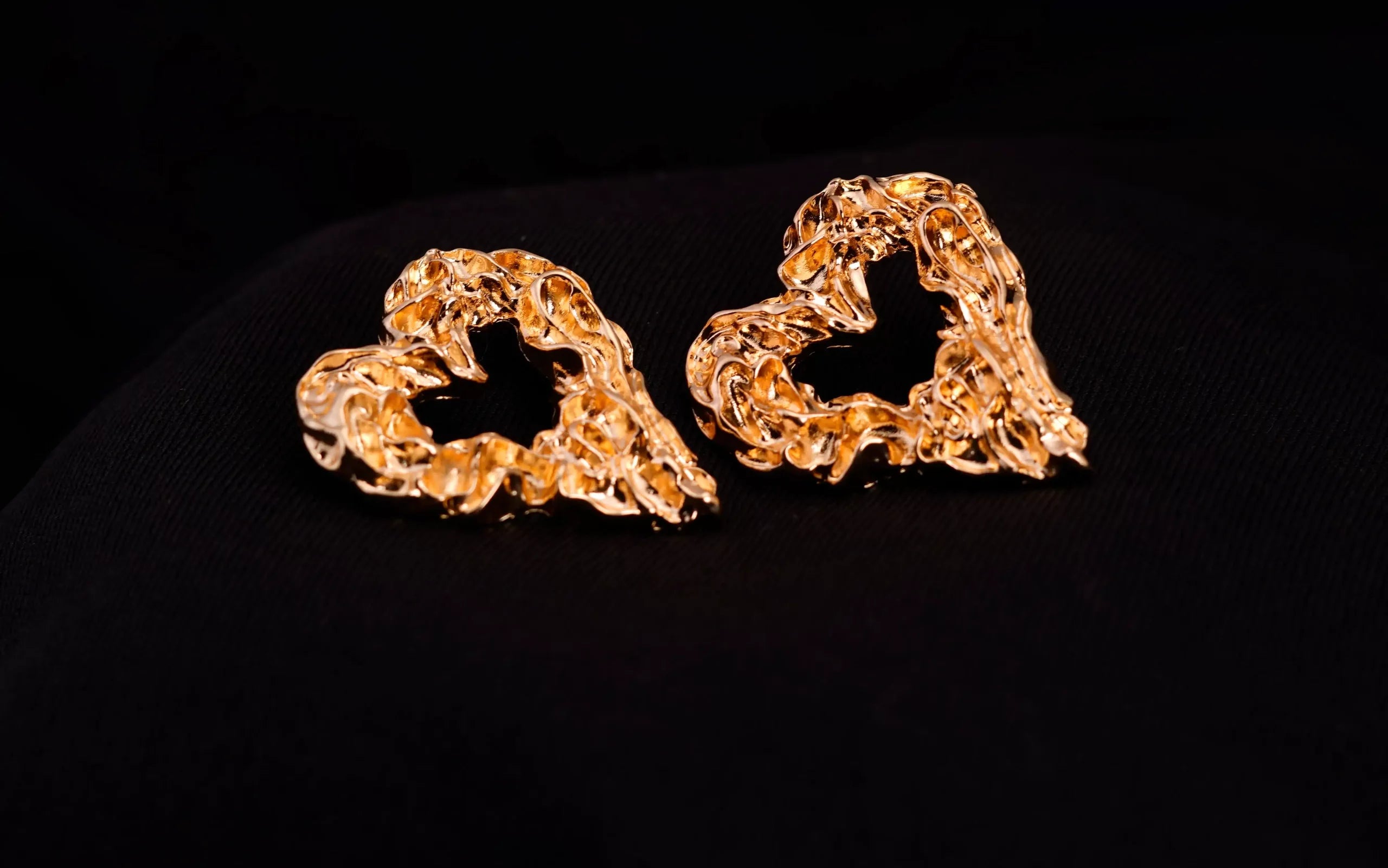 Folded Hollow Heart Earrings