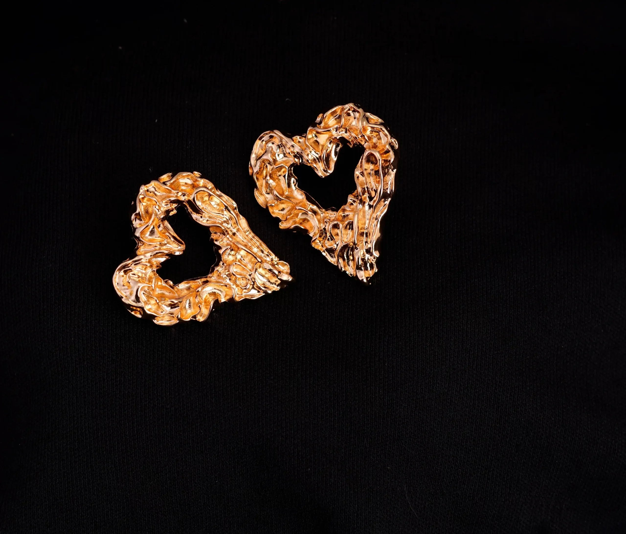 Folded Hollow Heart Earrings