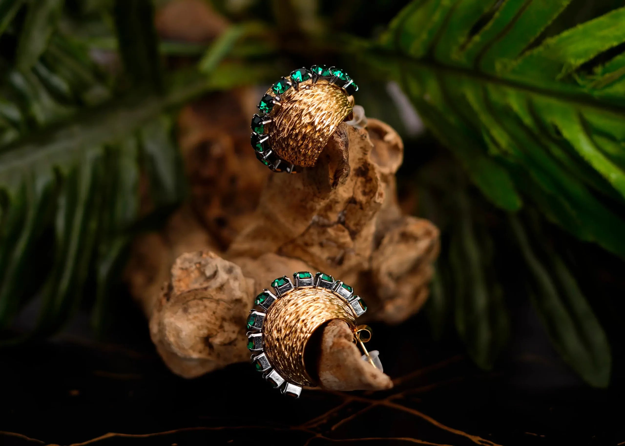 Gold Ball Stone Studded Earrings