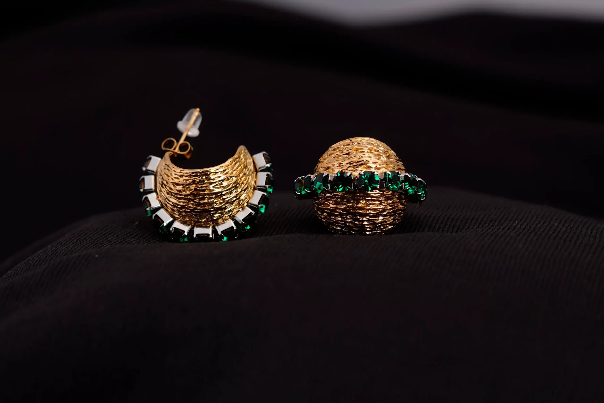 Gold Ball Stone Studded Earrings