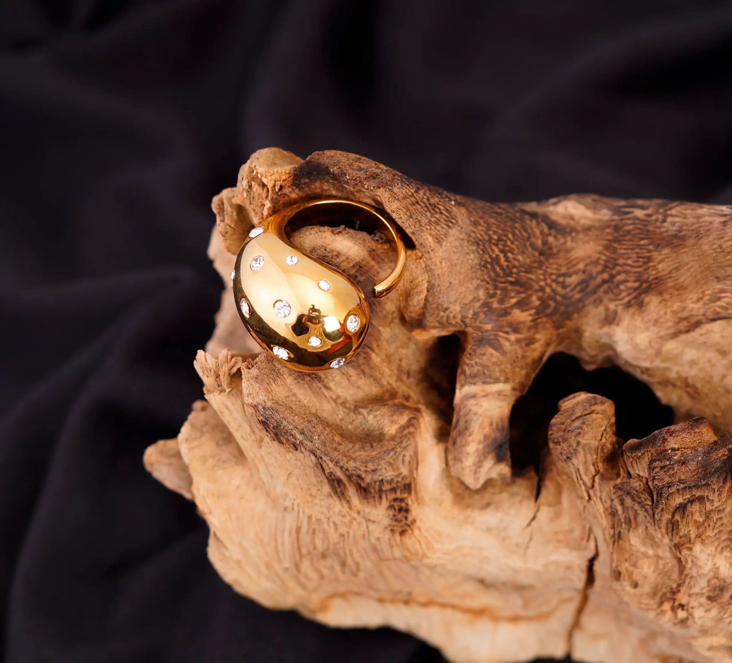 Geometric Diamond Open Ring