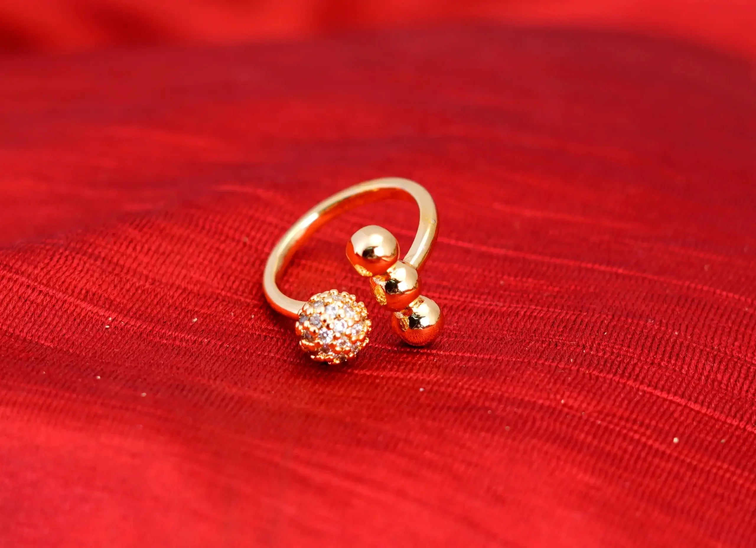 Round Ball American Diamond Studed Ring