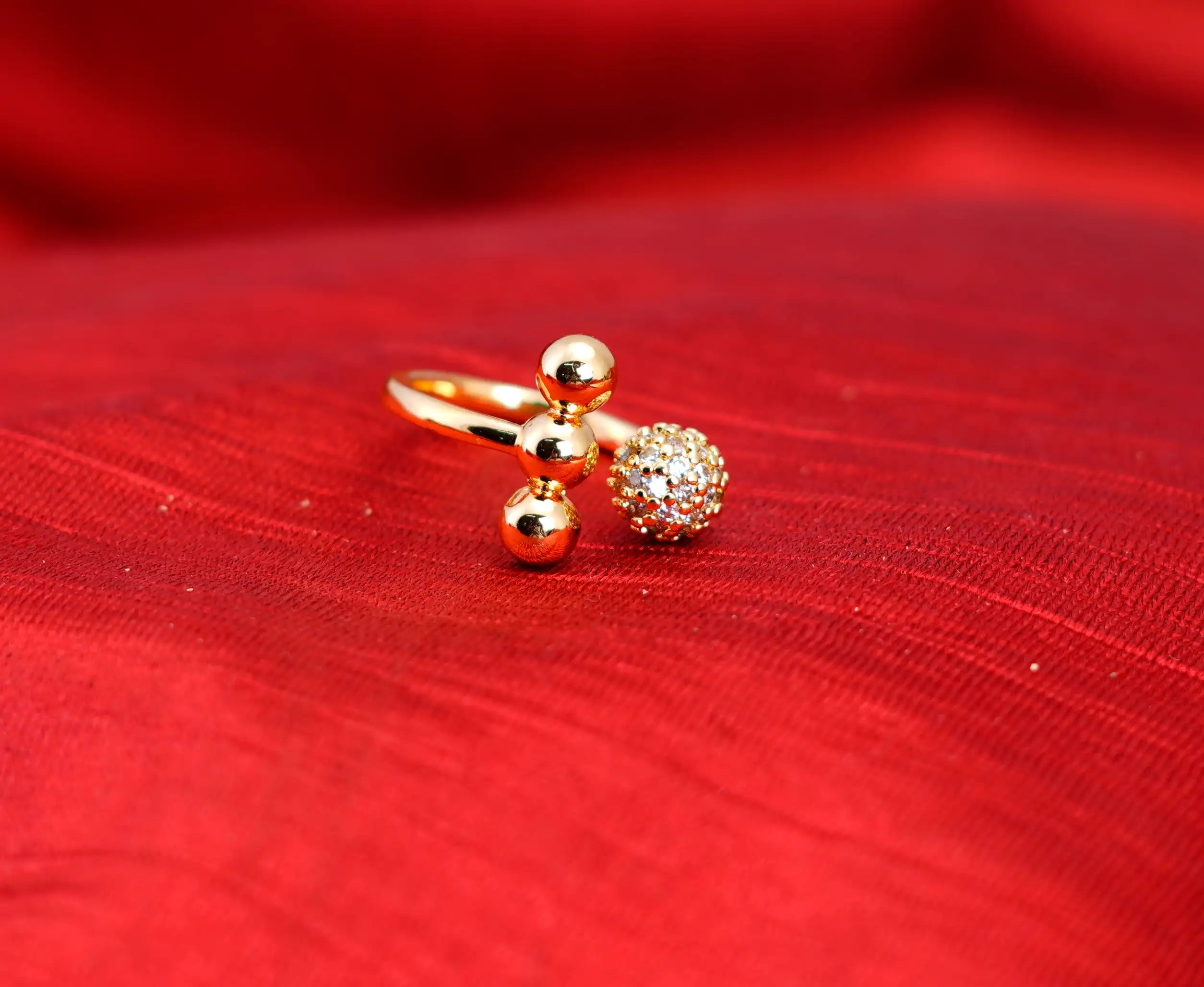 Round Ball American Diamond Studed Ring