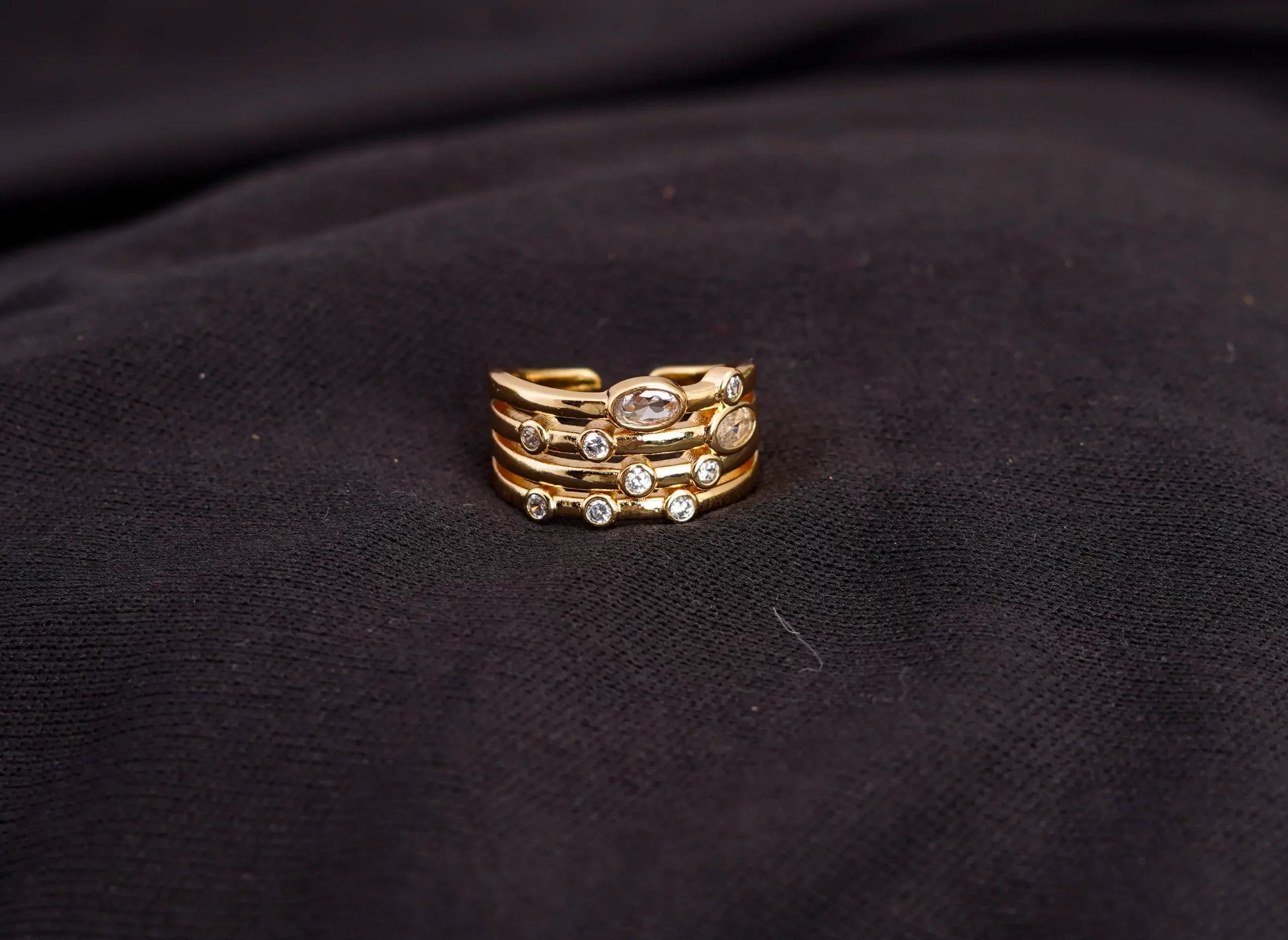 Geometric American Diamond Studed Ring