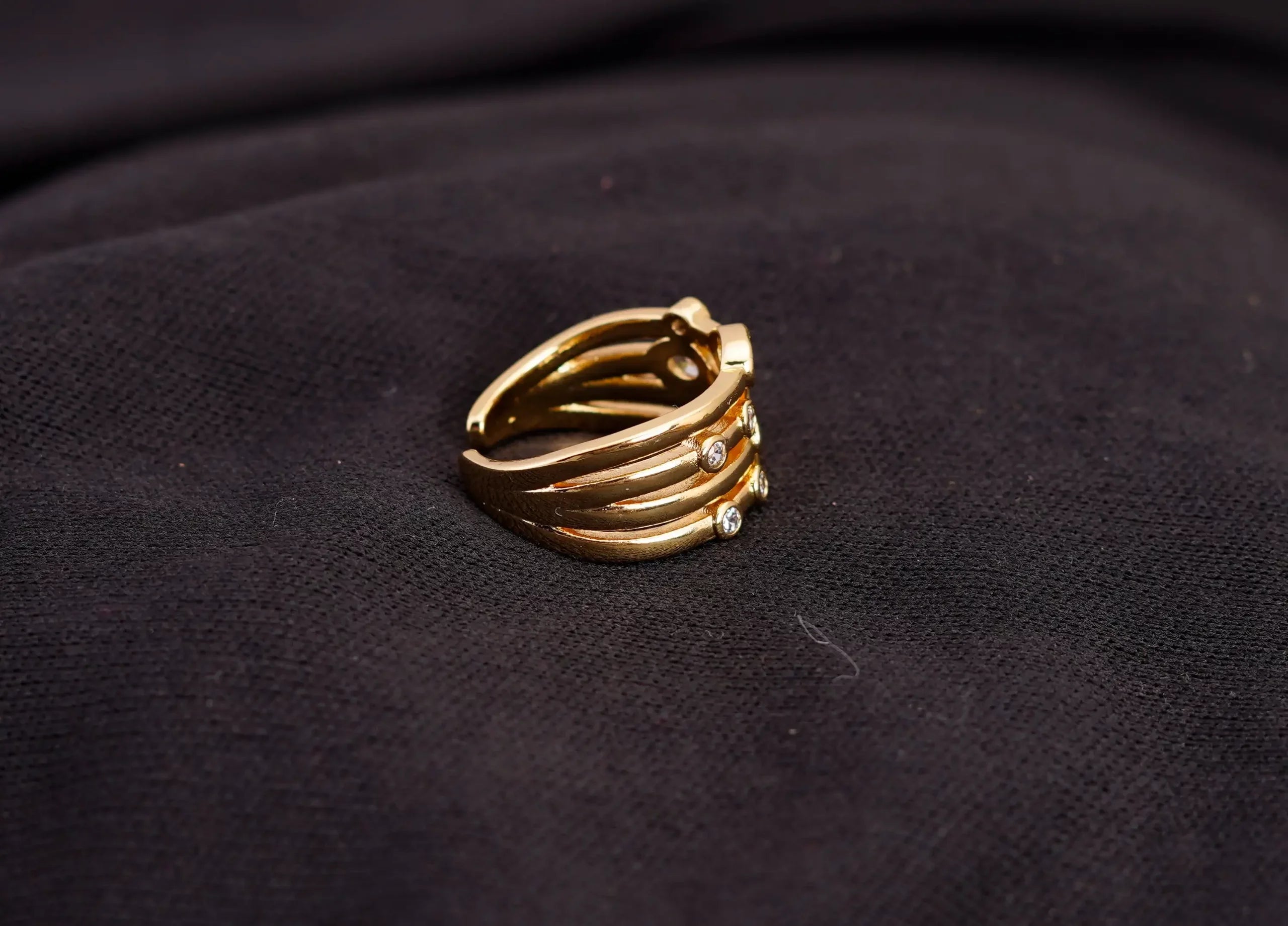 Geometric American Diamond Studed Ring