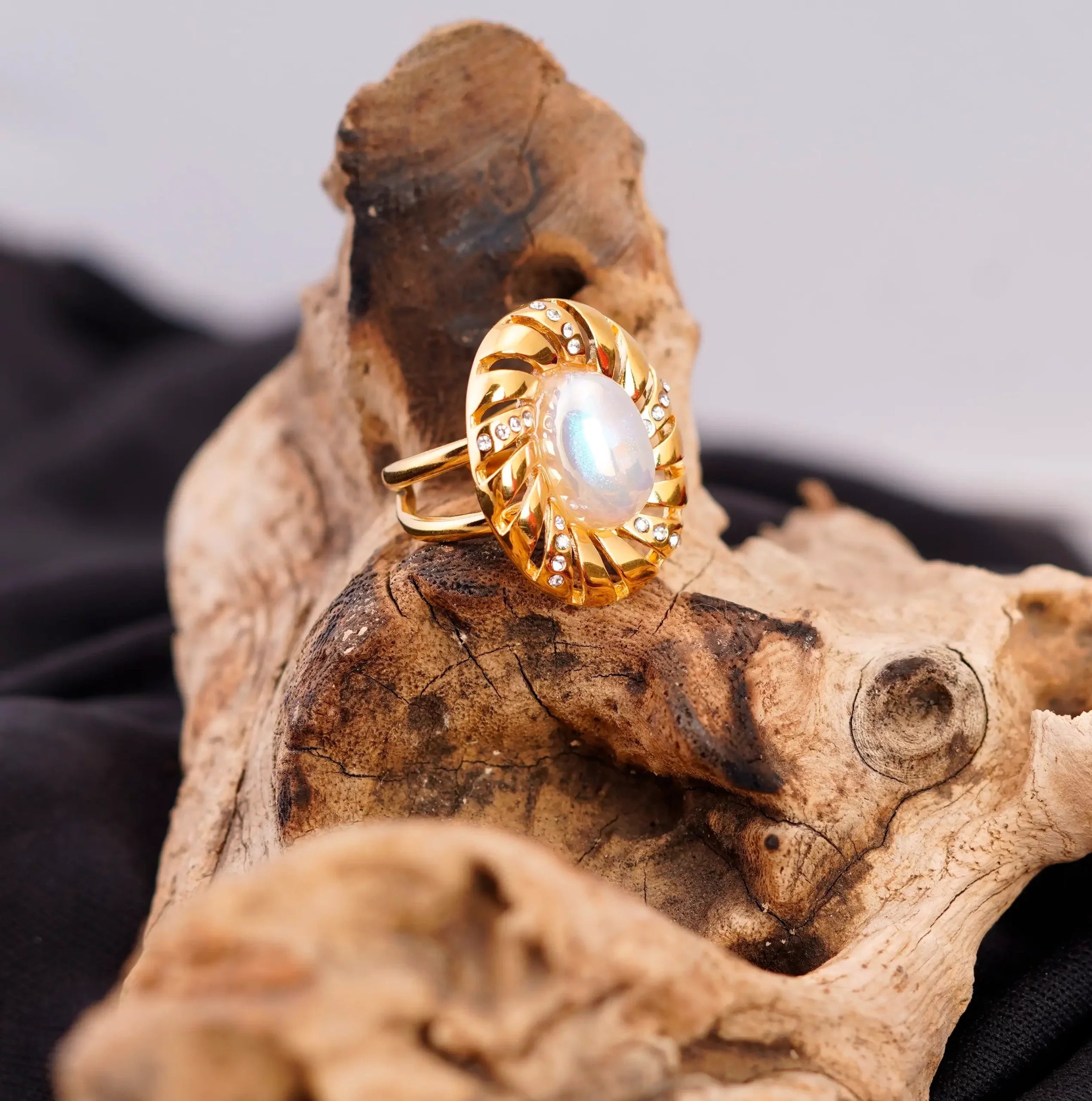 Pearl and Diamond Oval Ring