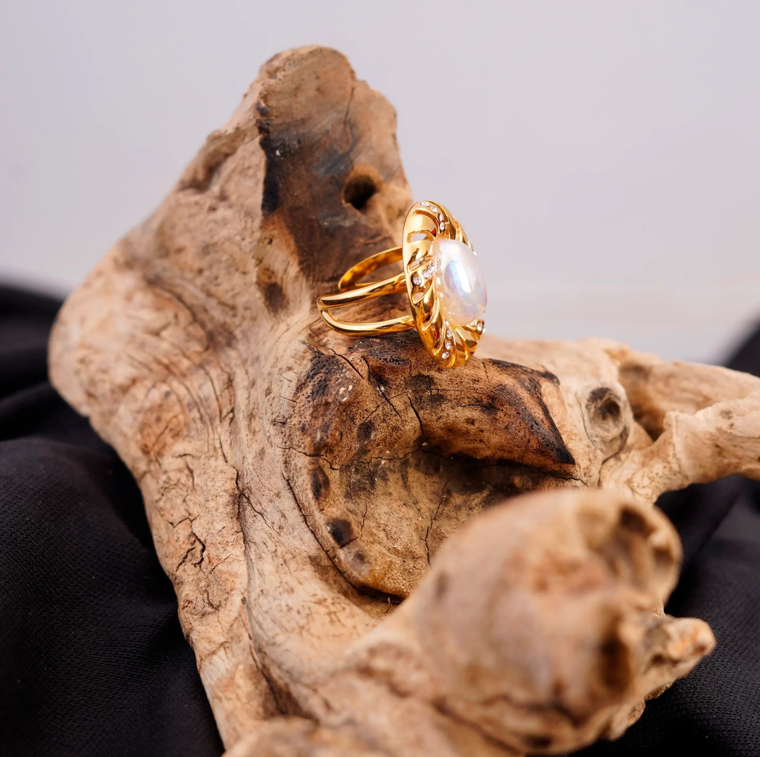 Pearl and Diamond Oval Ring