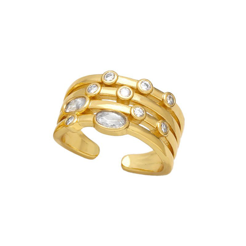 Geometric American Diamond Studed Ring