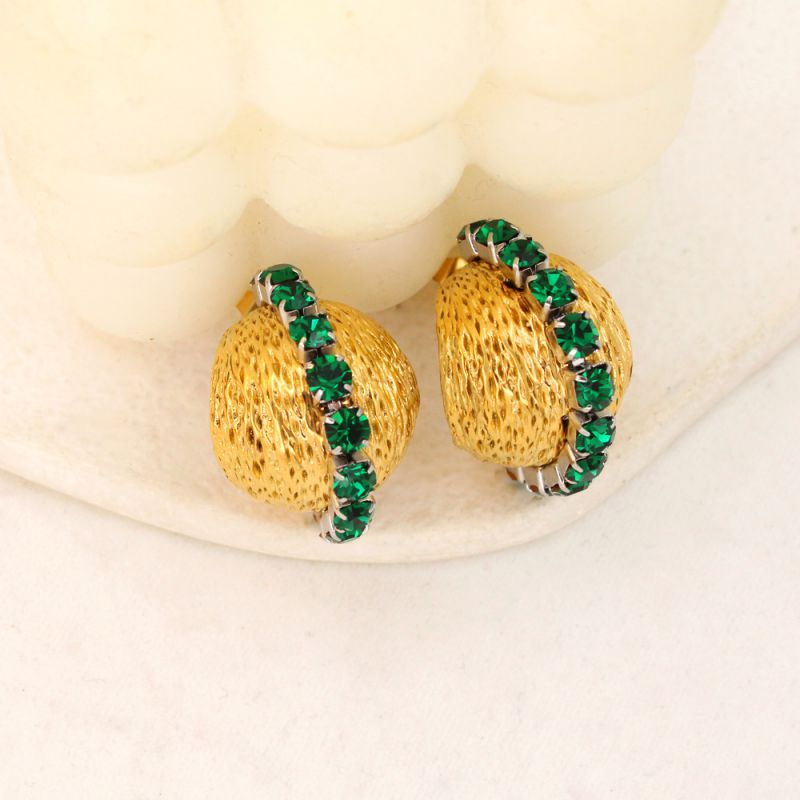 Gold Ball Stone Studded Earrings