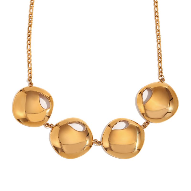 Royal Gold Plated Notched Round Necklace