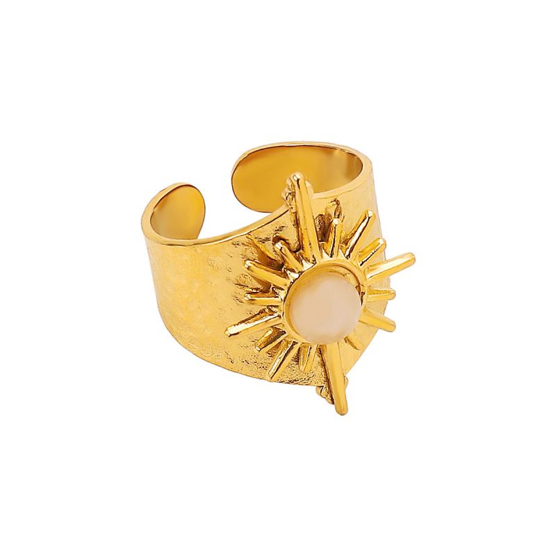 Geometric Natural White Stone Ring