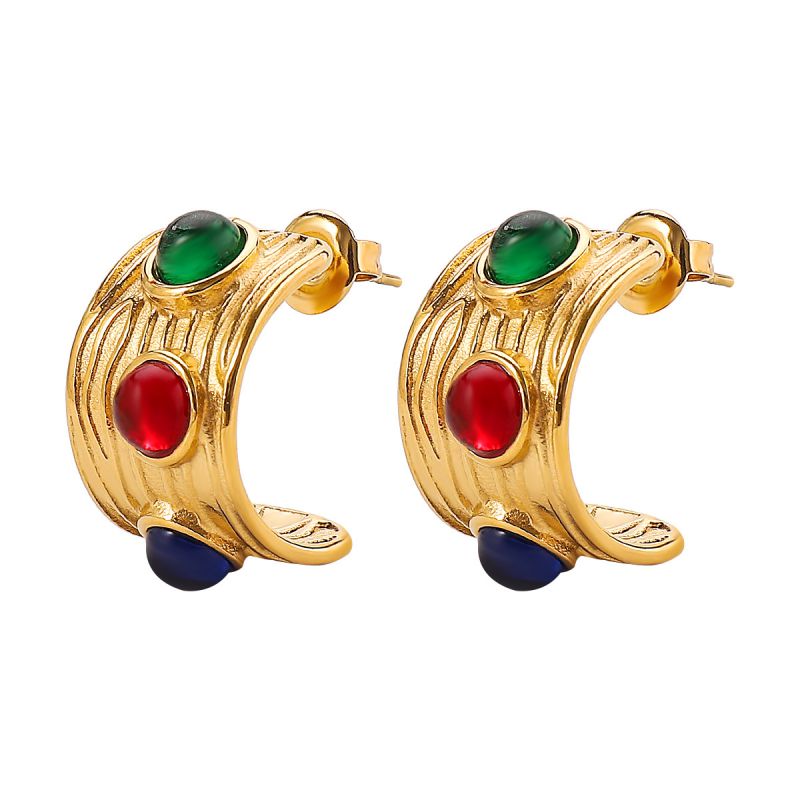 Muti-Coloured Half-Hoop Earrings