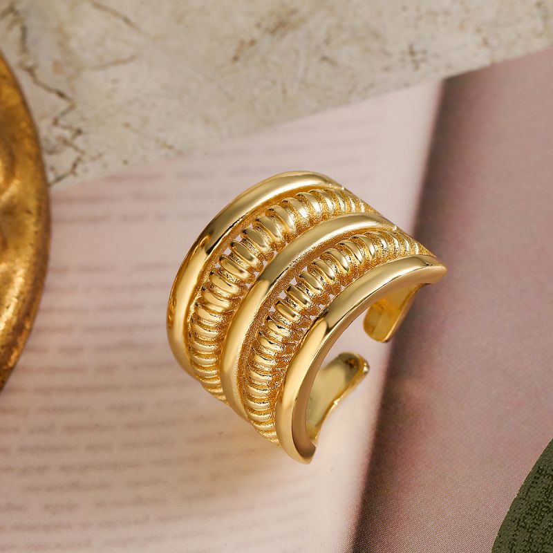 Antique Gold Geometric Open Ring