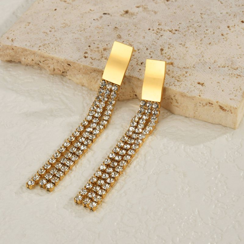 American Diamond Tassel Earrings