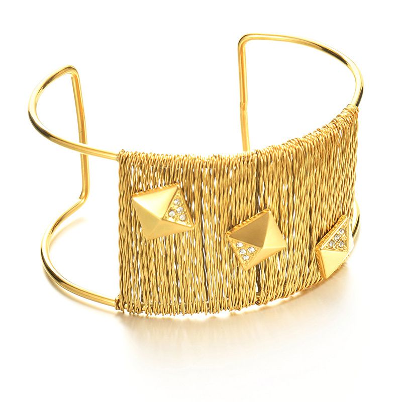 Wired Broad Stone Studed Bracelet