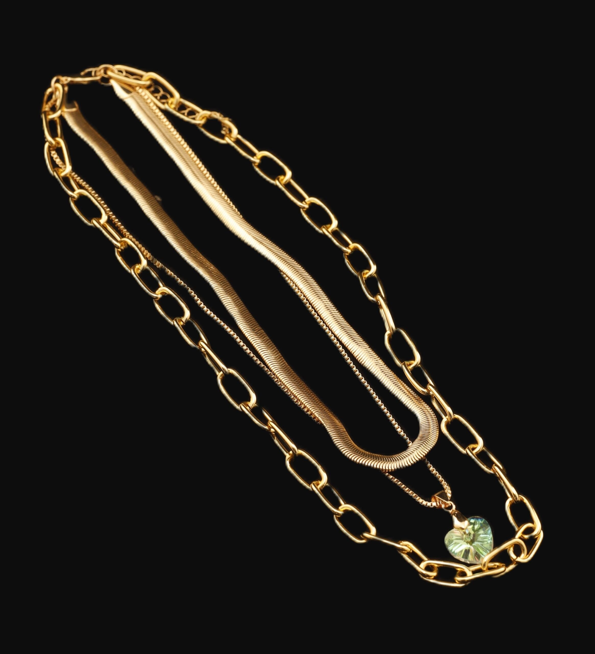 Three Layered Crystal Heart Necklace