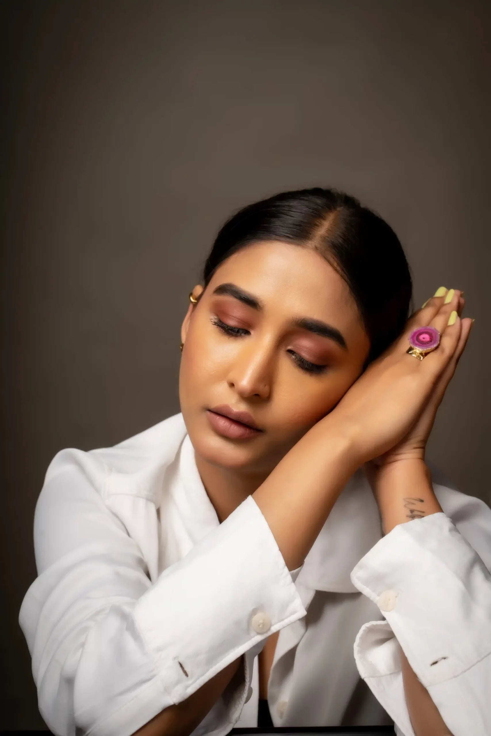 Broad Crystal Open Ring (PINK)