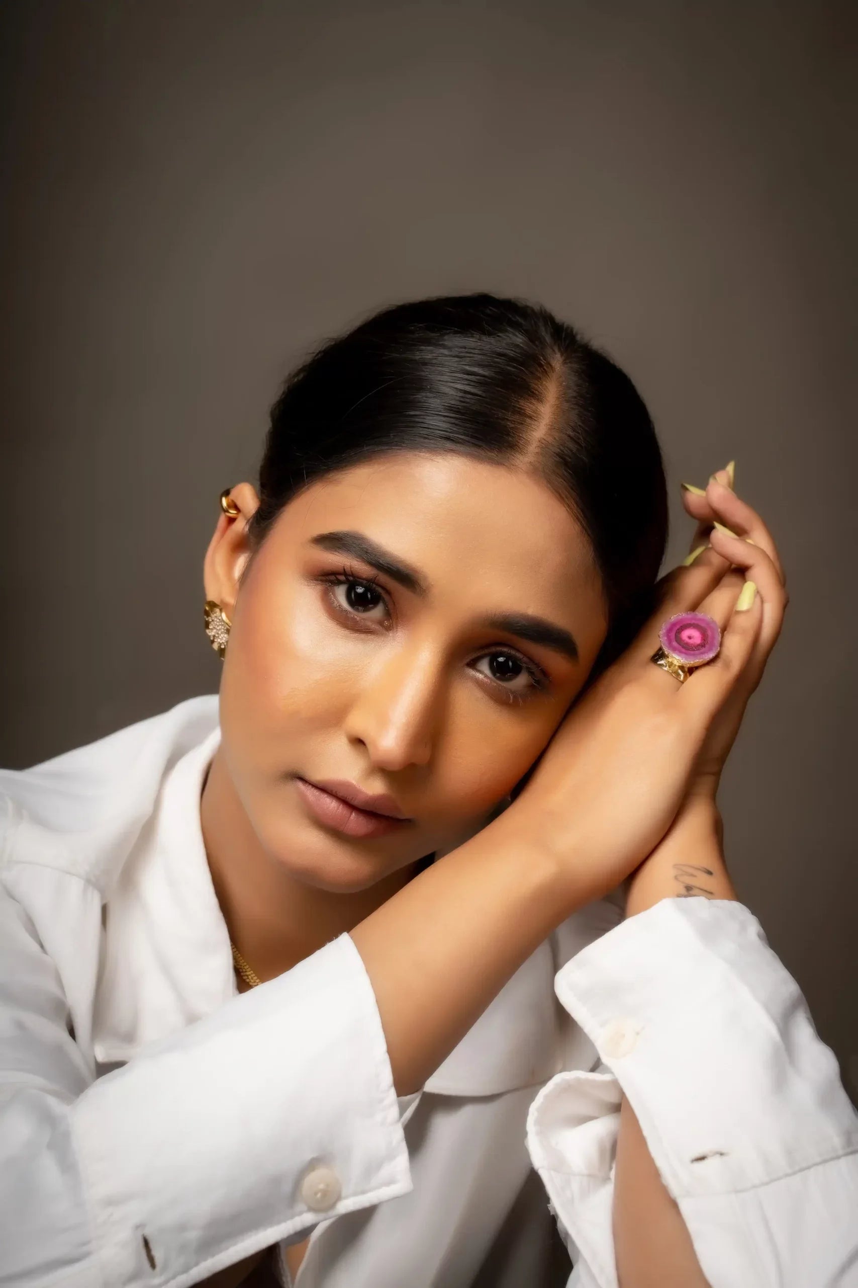 Broad Crystal Open Ring (PINK)