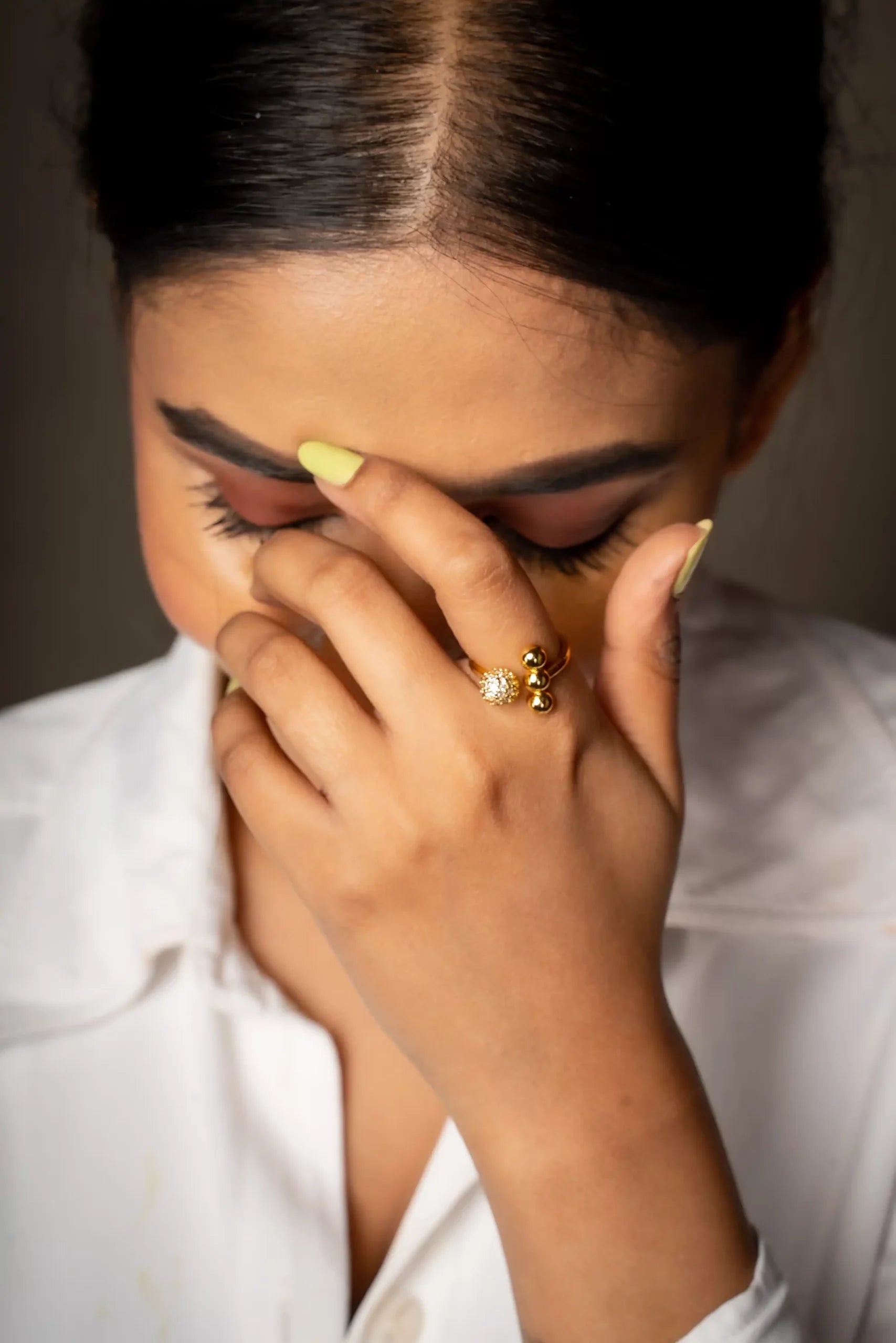 Round Ball American Diamond Studed Ring