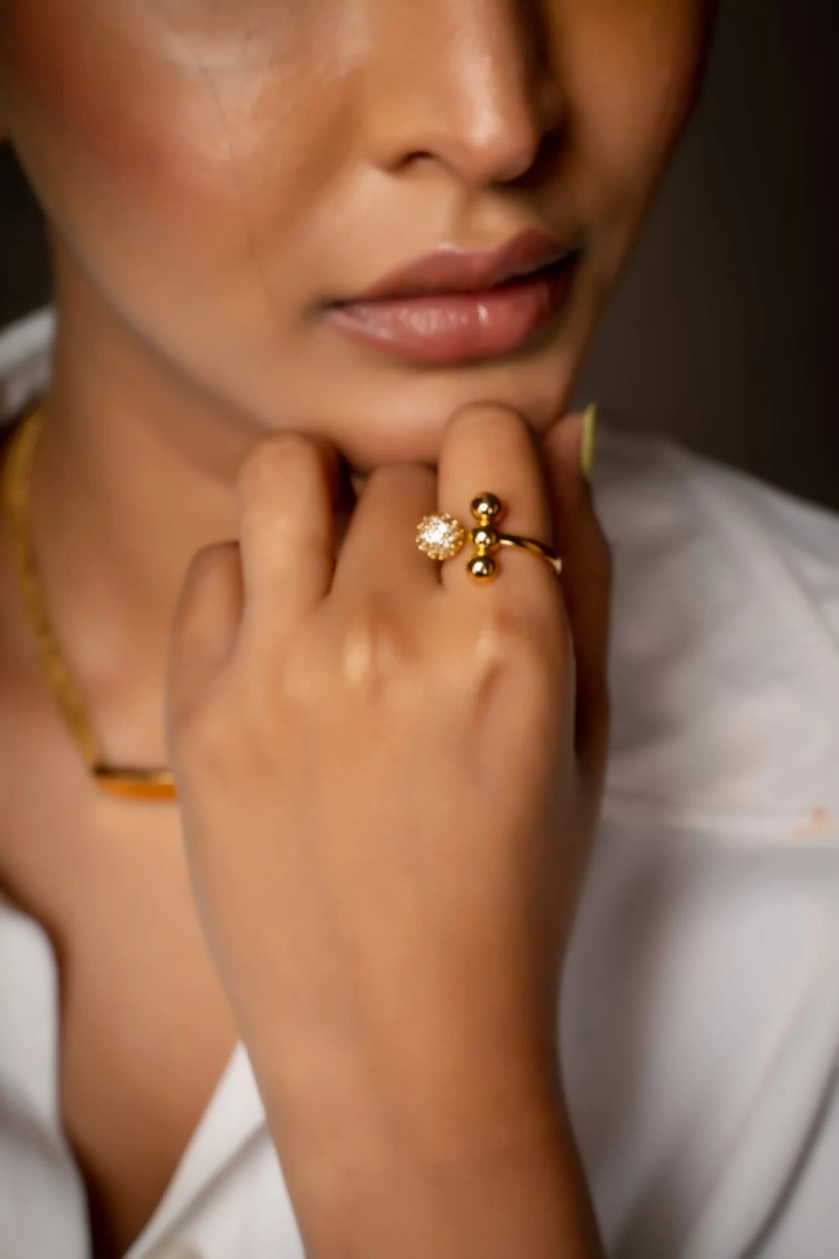 Round Ball American Diamond Studed Ring