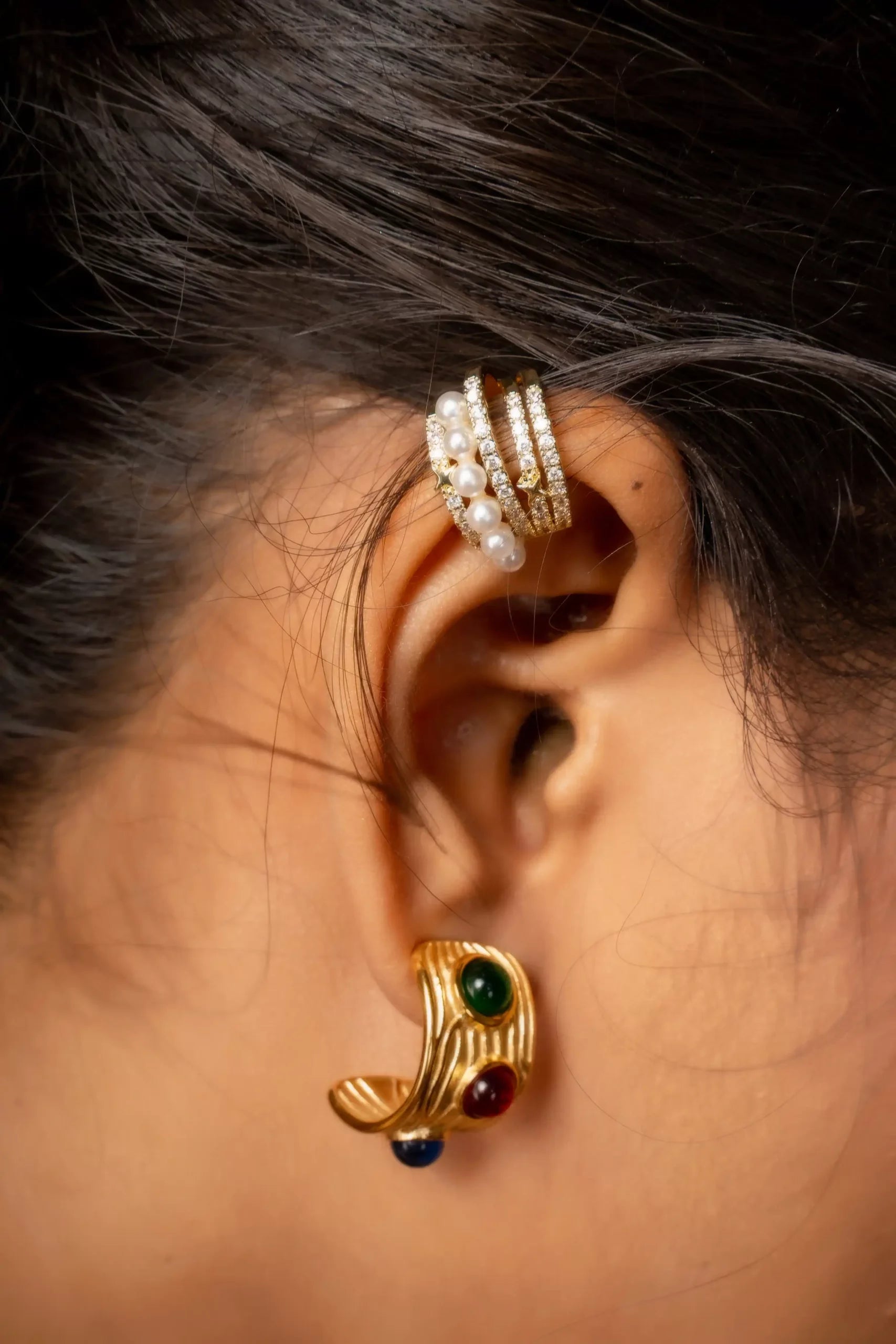 Muti-Coloured Half-Hoop Earrings