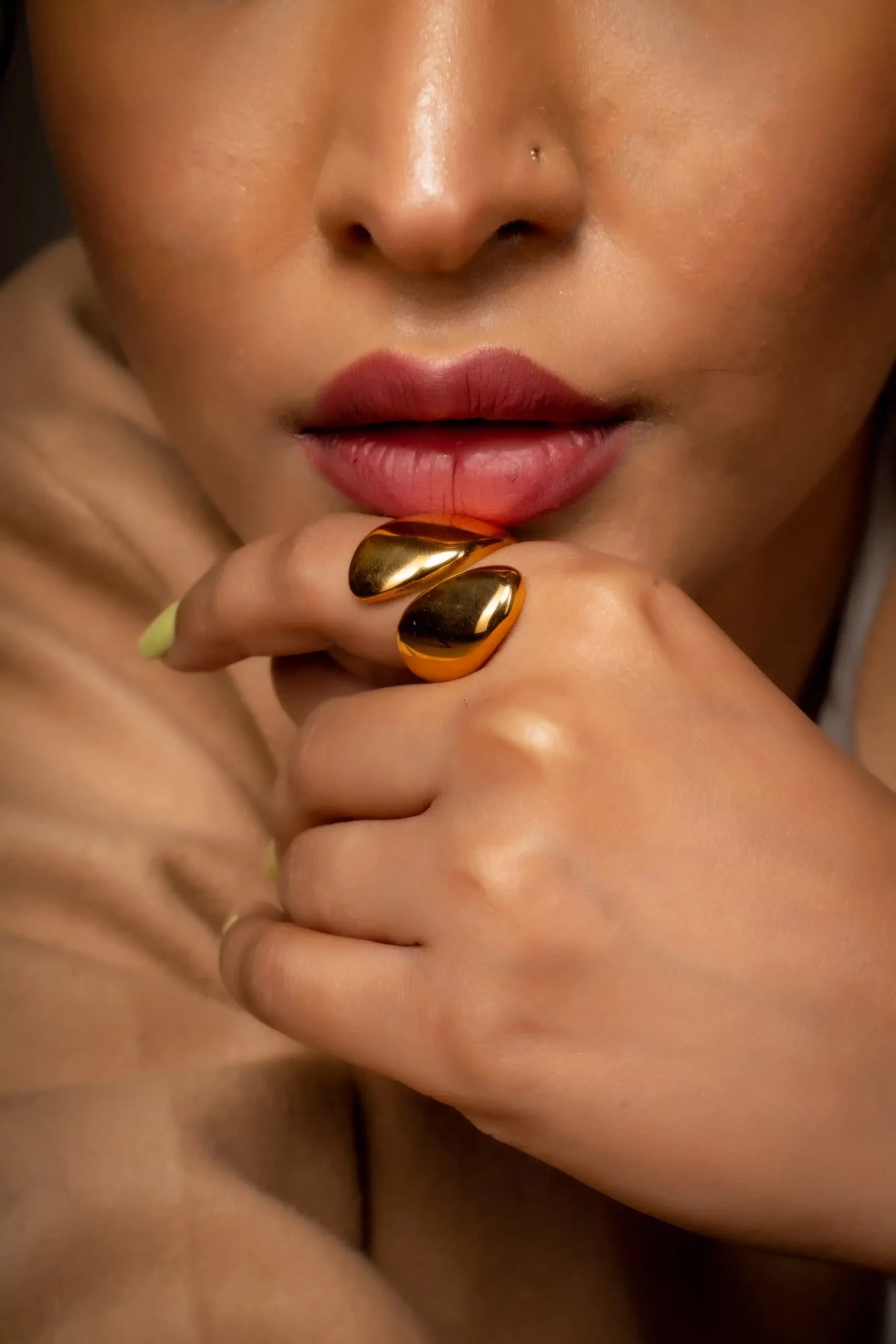Glossy Geometric Open Ring