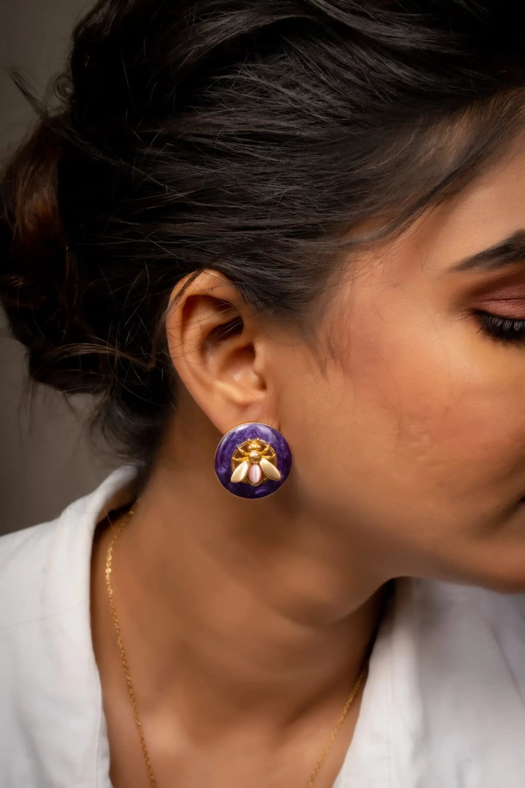 Purple Bee Earrings
