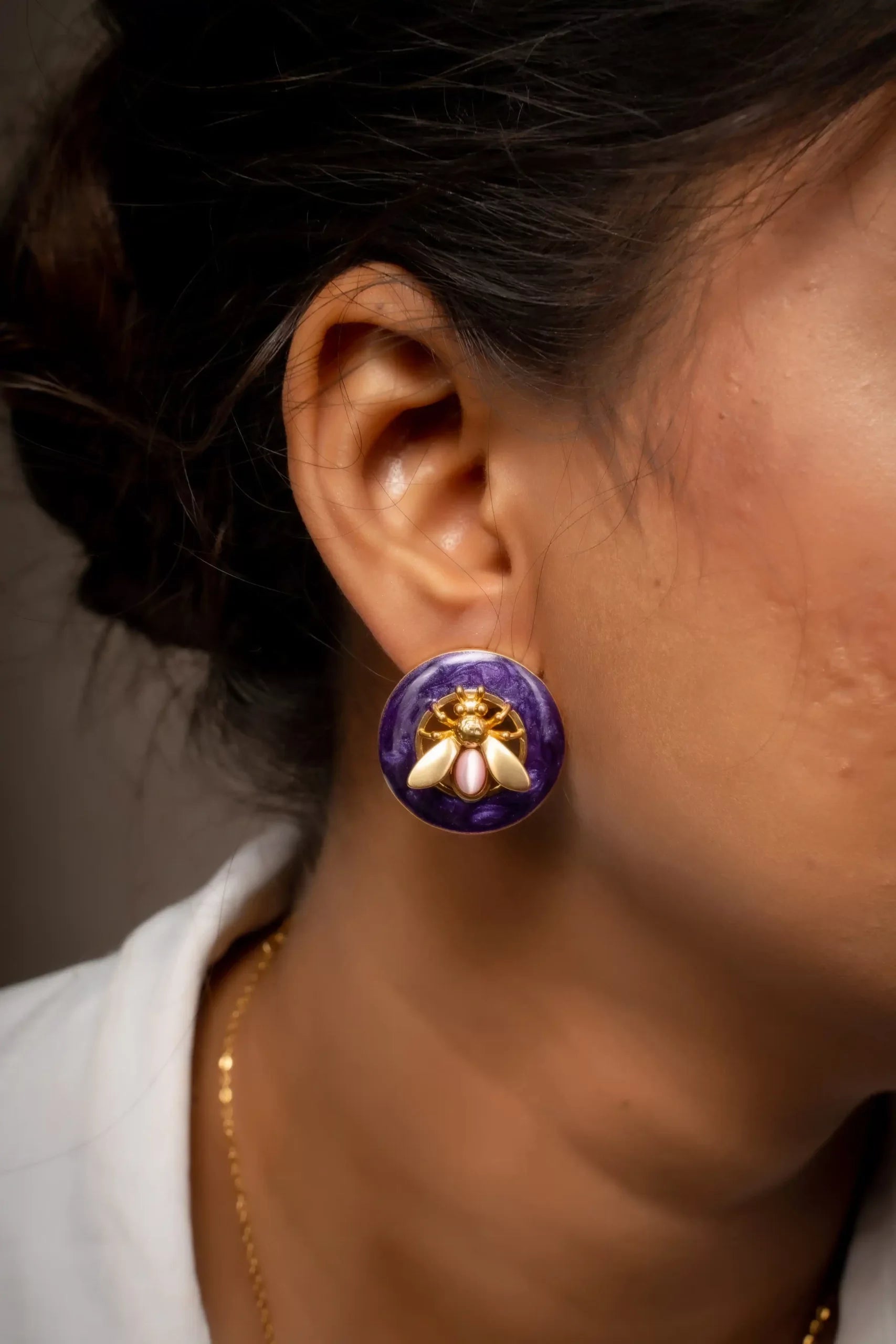 Purple Bee Earrings